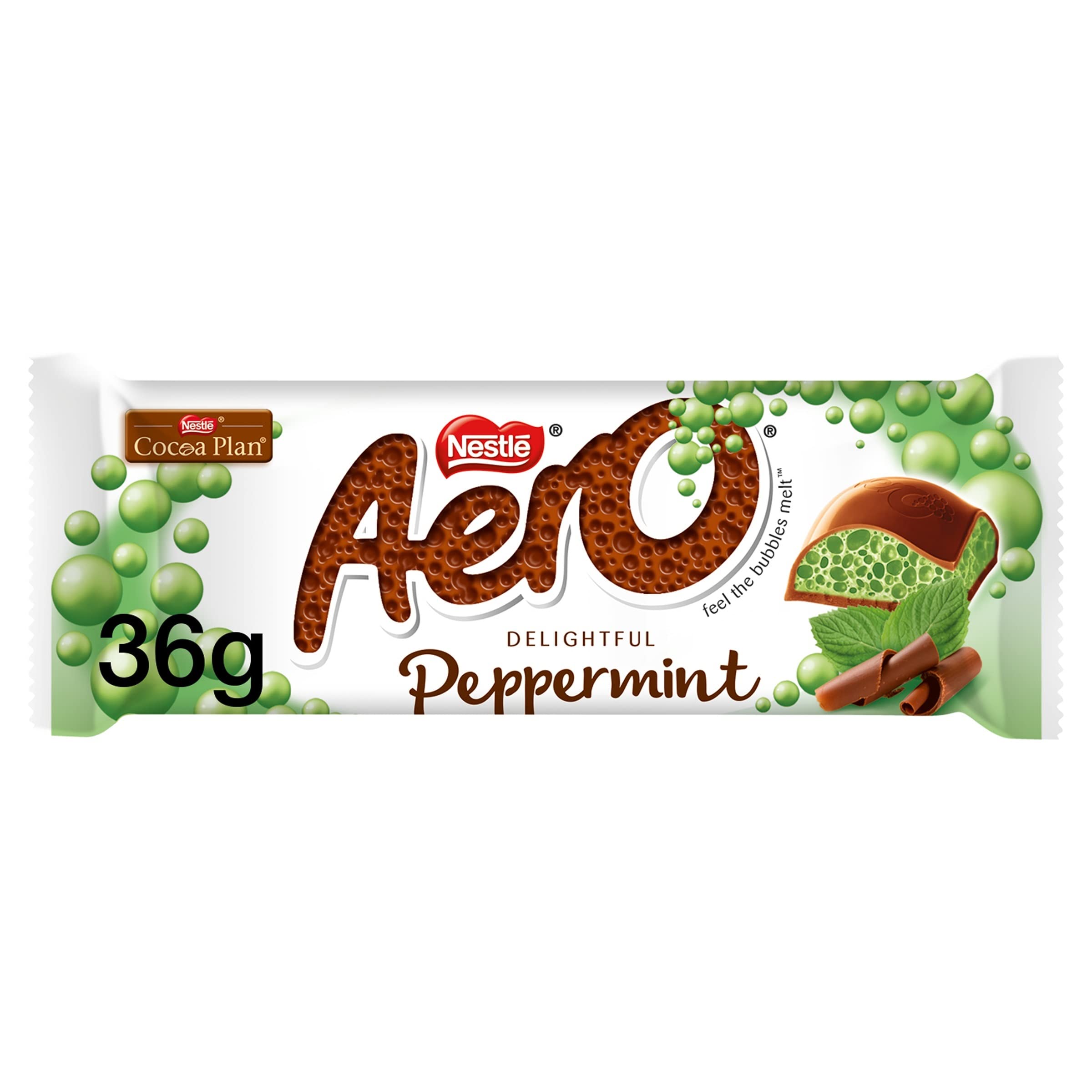Aero Bubbly Peppermint Mint Chocolate Bar 36g (Pack of 24) Full Box of