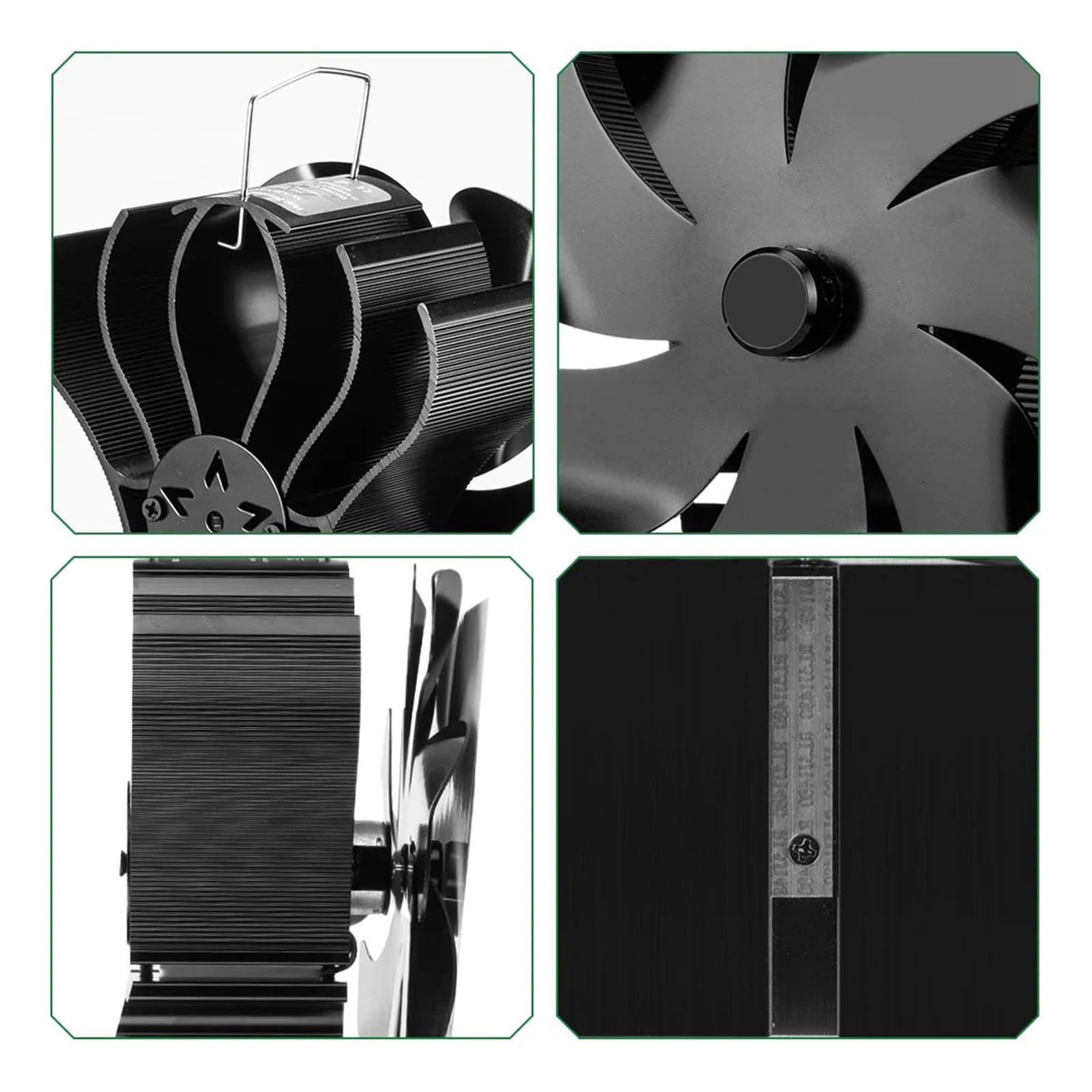 Ventilador Estufa Leña Ventilador For Hogar Negro Con 7 Aspas, Estufa De Calor, No Requiere Batería Ni Electricidad, Quemador Leña, Ecológico Silencioso(1 PCS-7 Blade)