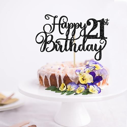 Miniatura 3 de Decoración para pastel de feliz cumpleaños 21, decoraciones de felicitación a 21 años, decoración fabulosa de 21, decoraciones de fiesta de