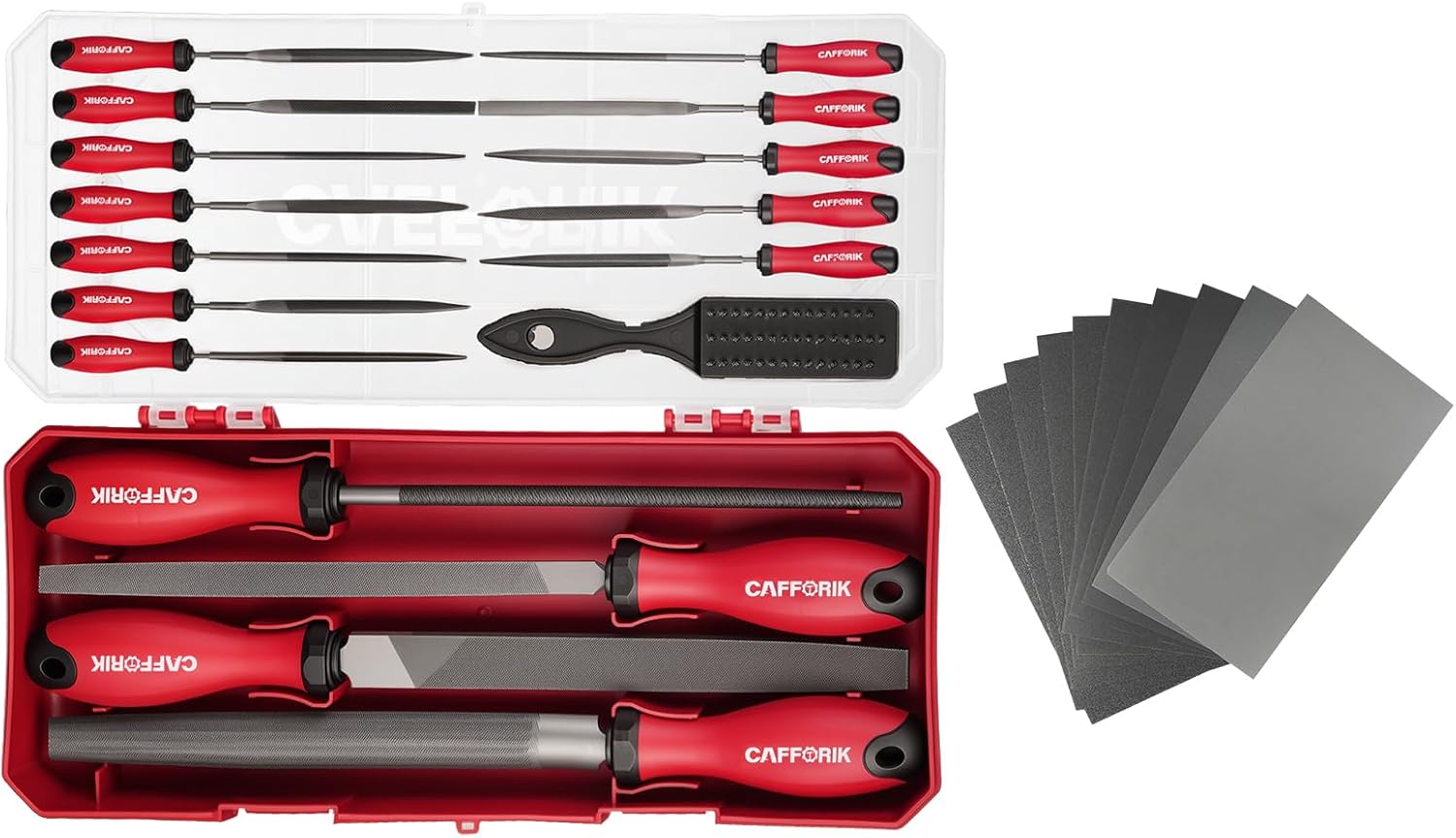 27PCS Metal File Set, Flat/Half-round/Round/Triangle Steel Files,12PCS Needle Files,10PCS Sandpapers, Wire Brush. Work for Metal, Wood and More