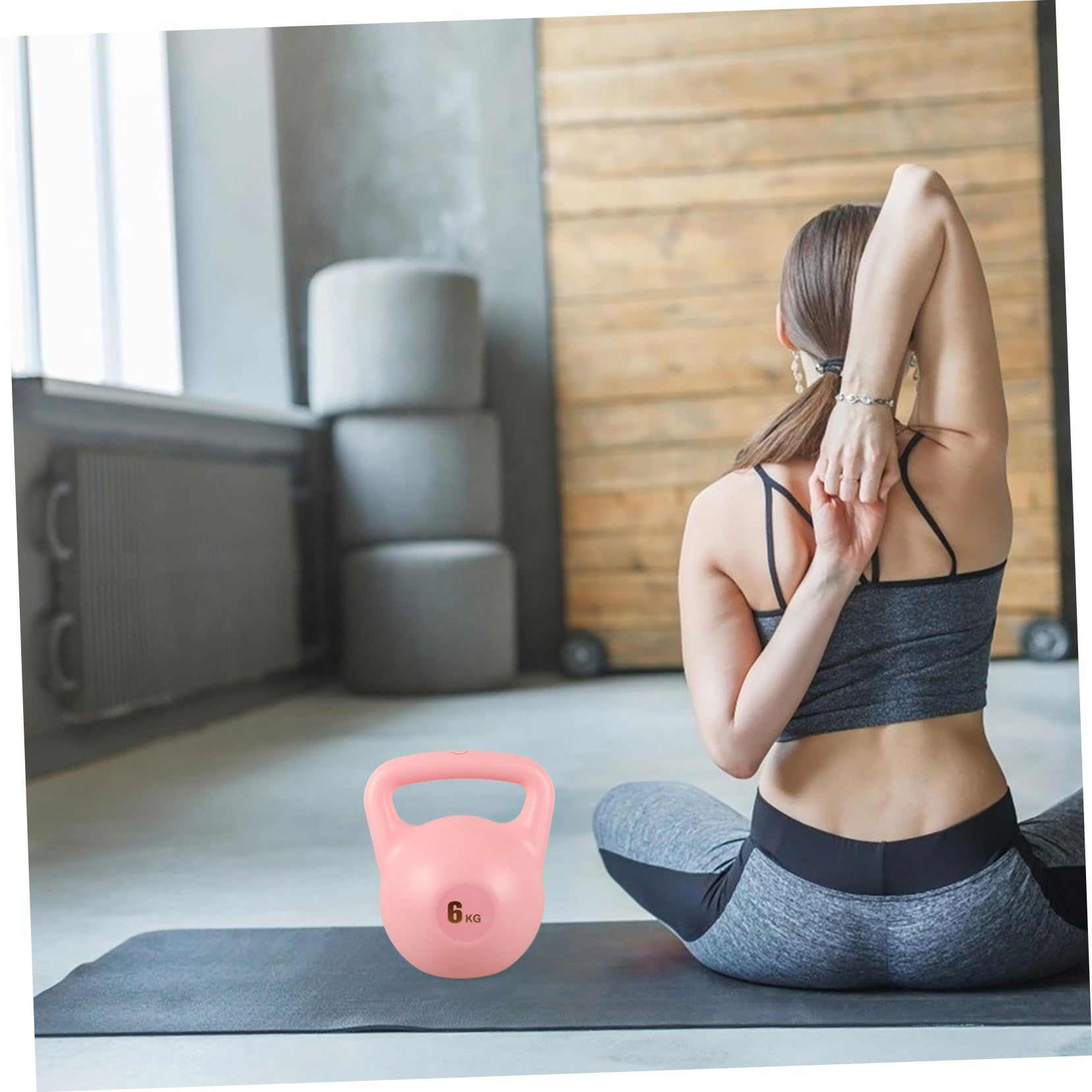 Kettlebell Morbido 6kg per Allenamento Fitness Rosa | Pe, Impugnatura Antiscivolo, Uso Domestico, Esercizi Full Body e Forza