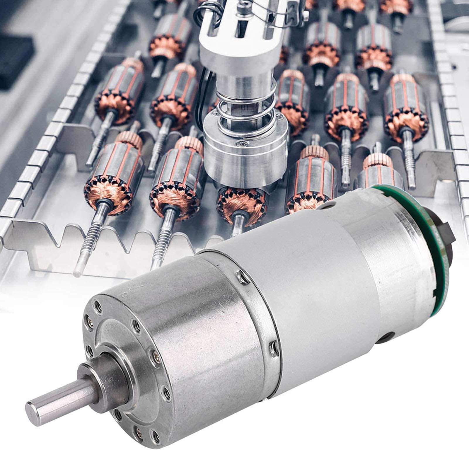 Moteur à Courant Continu 12V/24V avec Réducteur de Vitesse 10-1500RPM, Couple Élevé, Arbre de Sortie Diamètre 37mm, Idéal pour Systèmes de Contrôle Industriel et Robotique