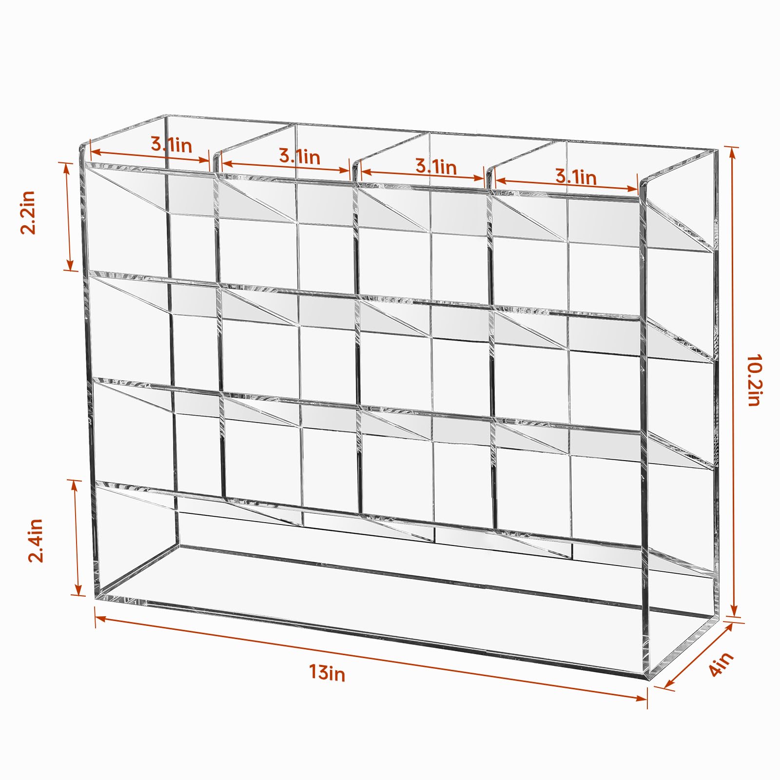 BEYGORM Vertikaler Marker-Organizer aus Acryl für 200 Marker, abgewinkelte Stifthalter, Schreibtisch-Organisation, transparenter großer Schreibwaren-Stifthalter für Schreibtisch, Kunstbedarf,
