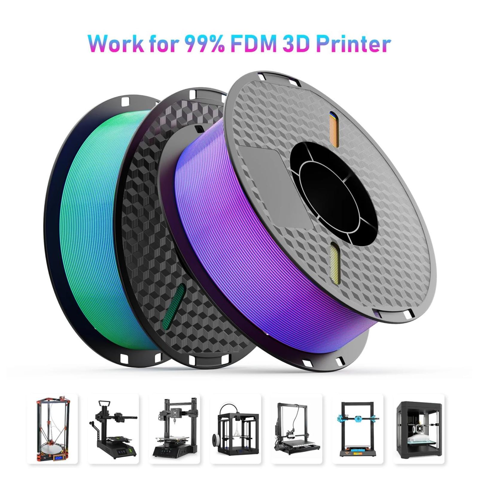 Generic Filamento PLA de Seda 1,75 Mm Material de Impresora 3D Brillante de 3 Colores para Proyectos Creativos 1 KG Rojo Amarillo Azul