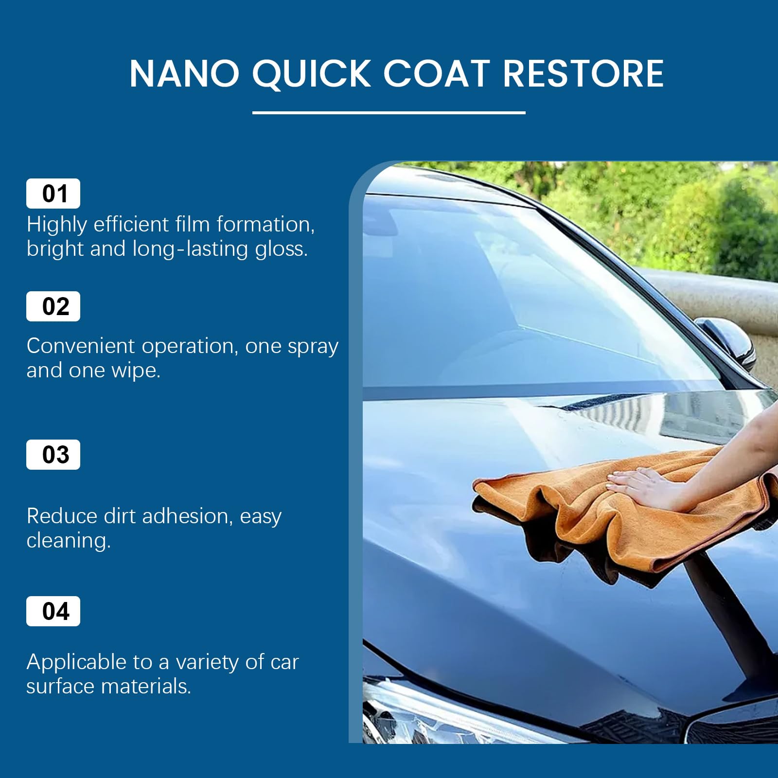 Nano Quick Coat Odbudowujący Spray, Zaawansowany 3 w 1 Szybkie działanie Powłoka Samochodowa, Ceramiczne Spray Powłoka Bezwodna, Ochrona lakieru i polerowania (6 sztuk)
