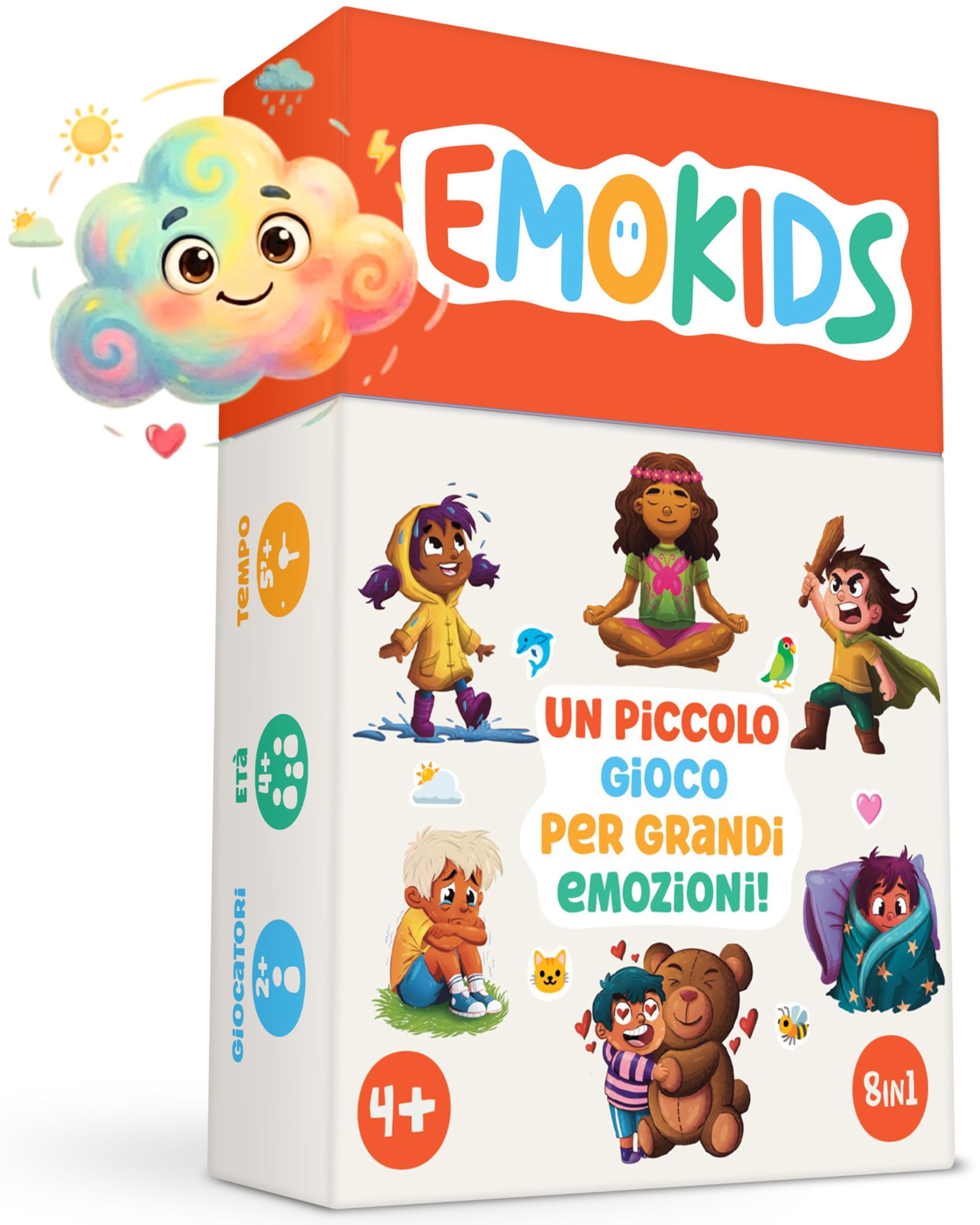 EmoKids - Gioco delle Emozioni per Bambini (4–10 anni) - 55 Carte Illustrate + 8 Mini-Giochi - Educazione Emotiva e CNV - Comprendere, Nominare e Gestire le Emozioni – Metodo Montessori