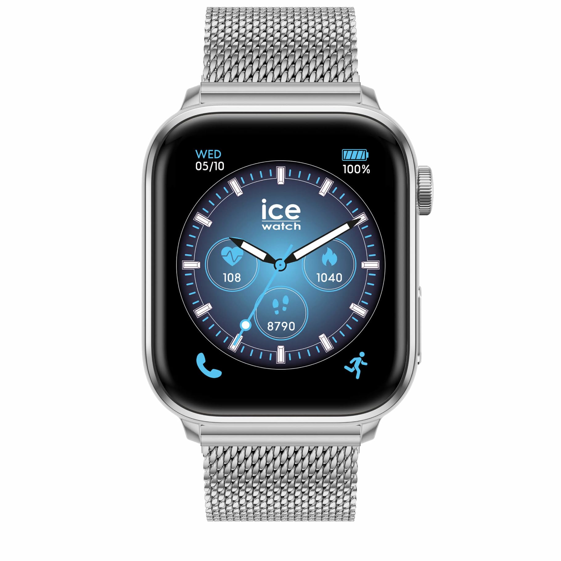 Ice-Watch, ICE Smart 3.0 Silver Milanese, Srebrny Zegarek Sportowy dla Mężczyzn z Bransoletą ze Stali Nierdzewnej, 025803 (1,78 Cala)