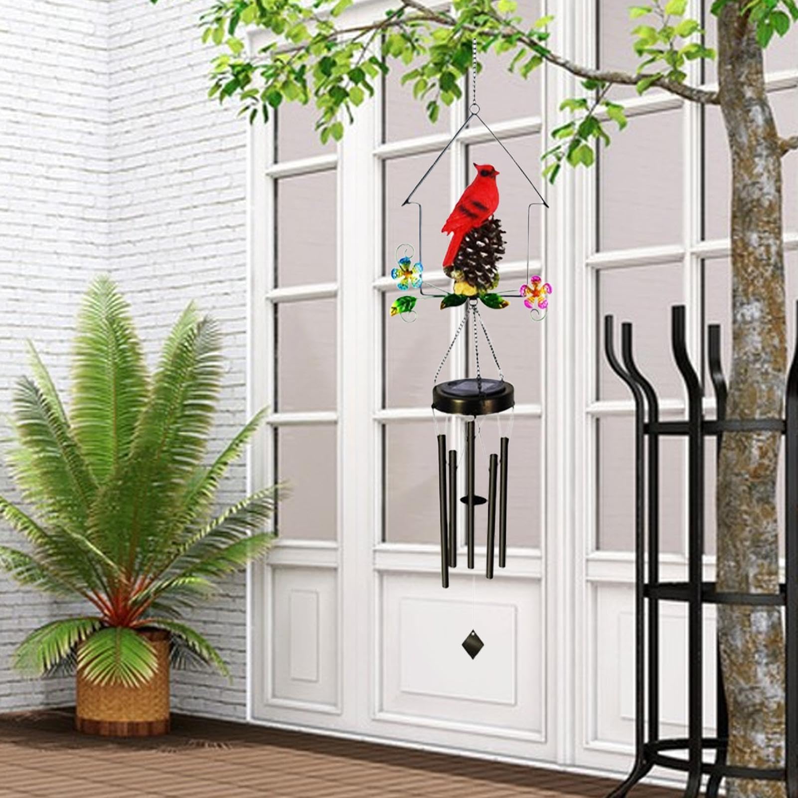 Carillones De Viento Con Energía Solar Iluminación con Diseño de Pájaros | Carillones de Viento para en Exterior Para Rellenos De Calcetines De Navidad Y Para Decoración De Cumpleaños