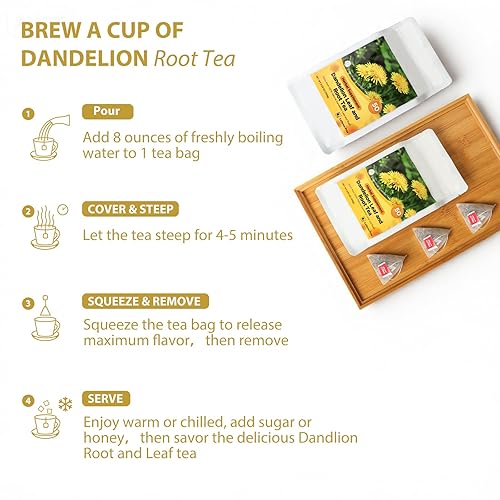 Miniatura 4 de Té de hojas y raíces de diente de león, bolsas de té natural de desintoxicación de hierbas de diente de león, protege la salud del hígado y los