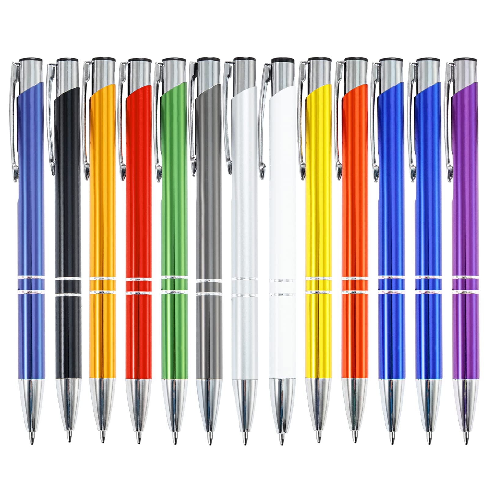13pcs Ballpoint Pens, Elegant Metal Stylus Pens Stylish Pen, Luxury Black Ink Retractable Ballpoint Pens - Vibrant Personalised Colours Pen Office Supplies for Office, School, Business, College