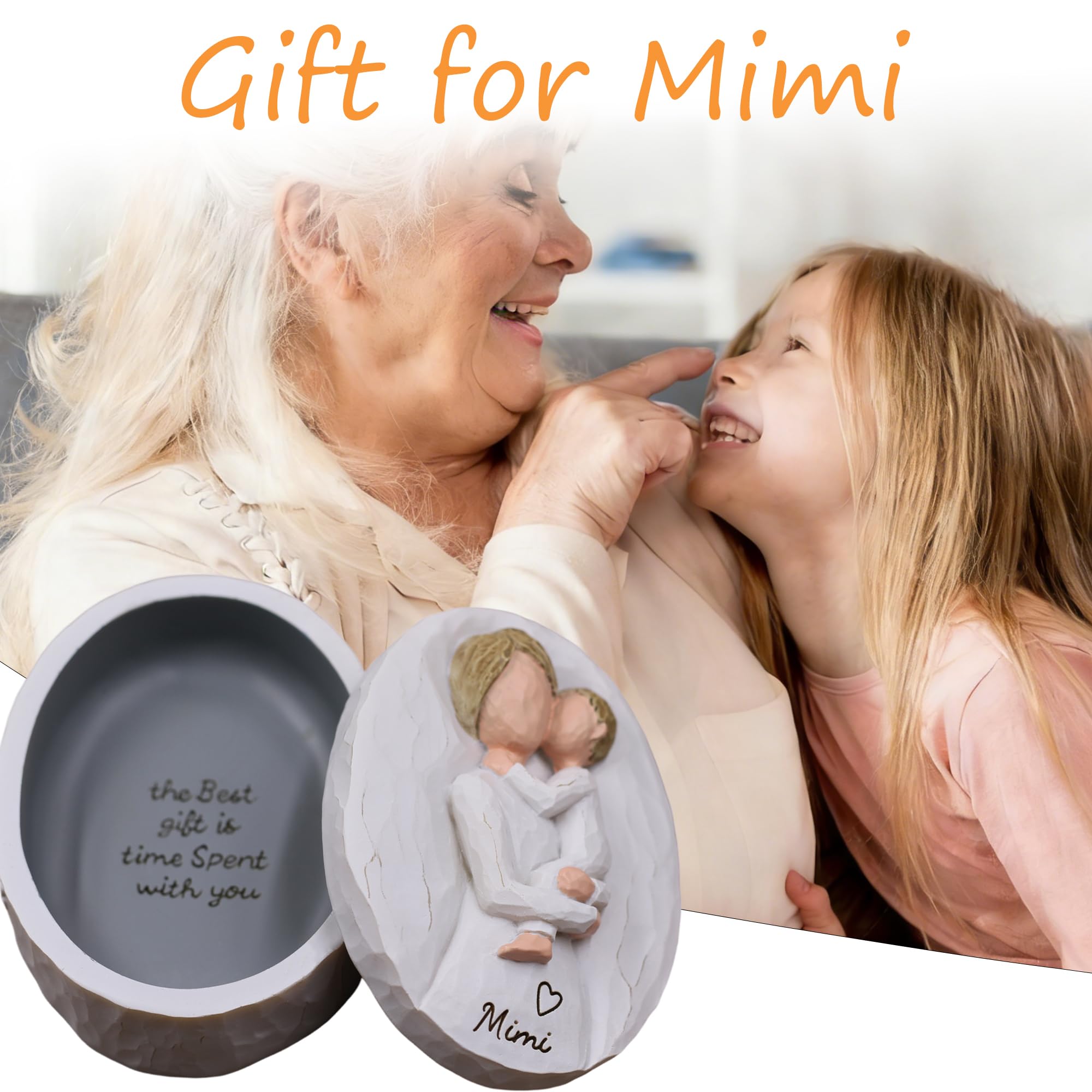 Mimi Gifts for Grandma, Gifts for Mimi for Birthday, Mother’s Day and Christmas, Sculpted Hand-Painted Keepsake Box