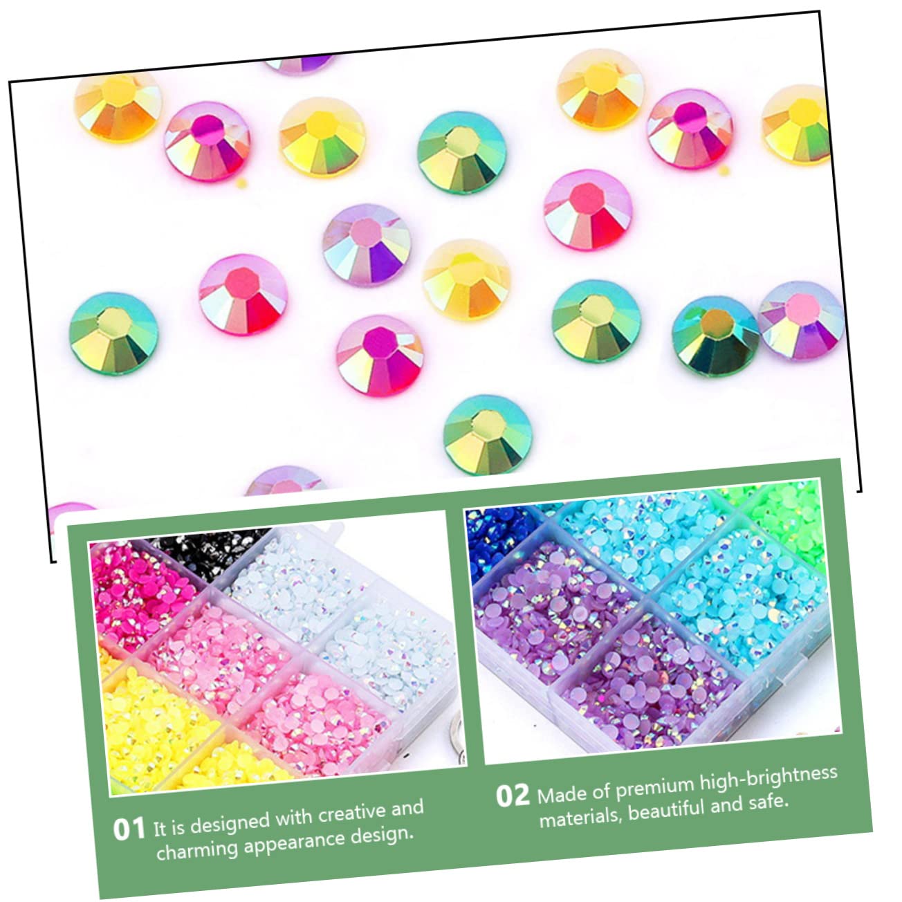 IWOWHERO Unique Smooth Surface Jelly Resin Drill 24 Pack Nail Diamond Ornaments for Home/Salon Gel Nail Decorations