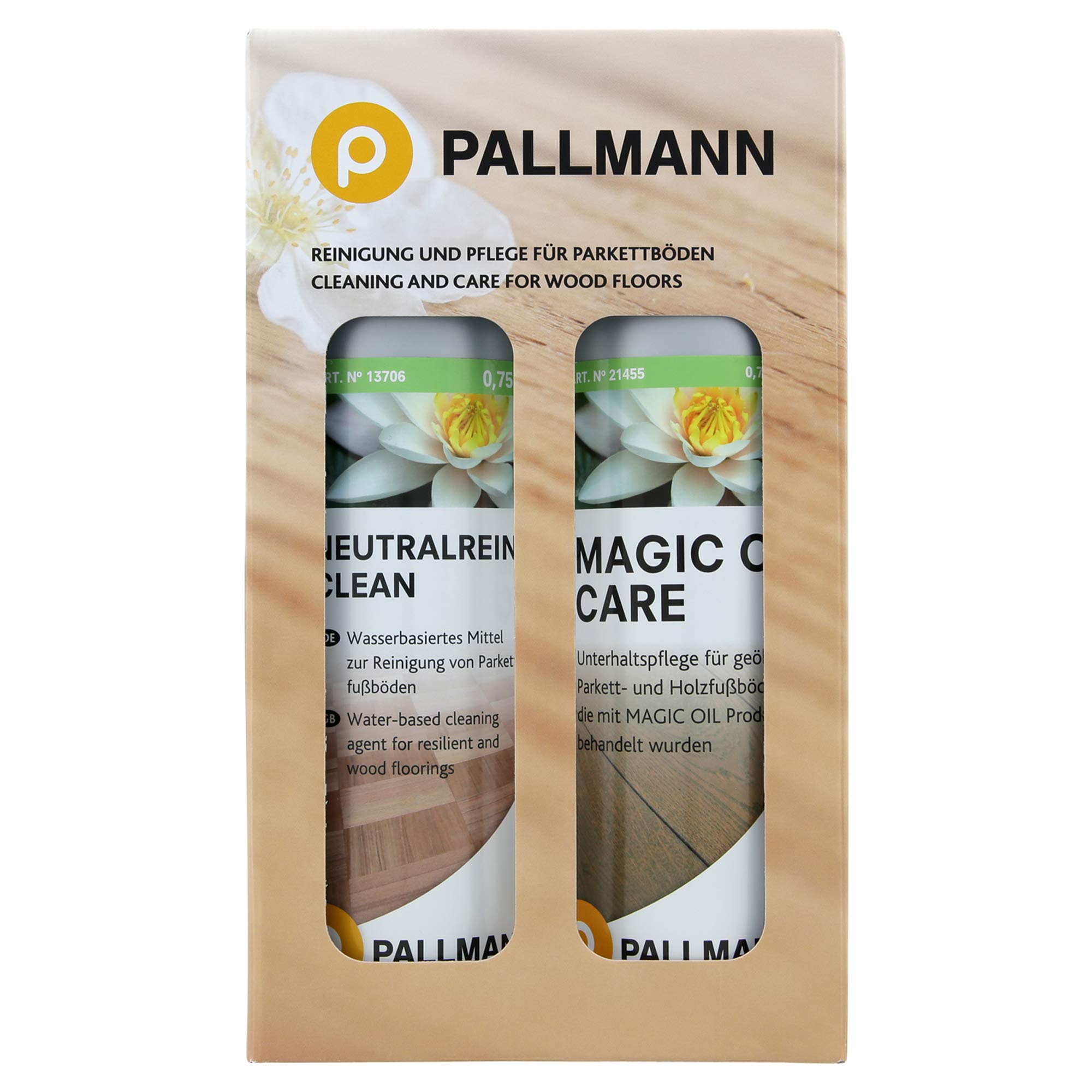 HEVO® Pallmann Vollpflege Set für geölte Parkett- und Holzfußböden - 1x Magic Oil + 1x Neutralreiniger je 750ml