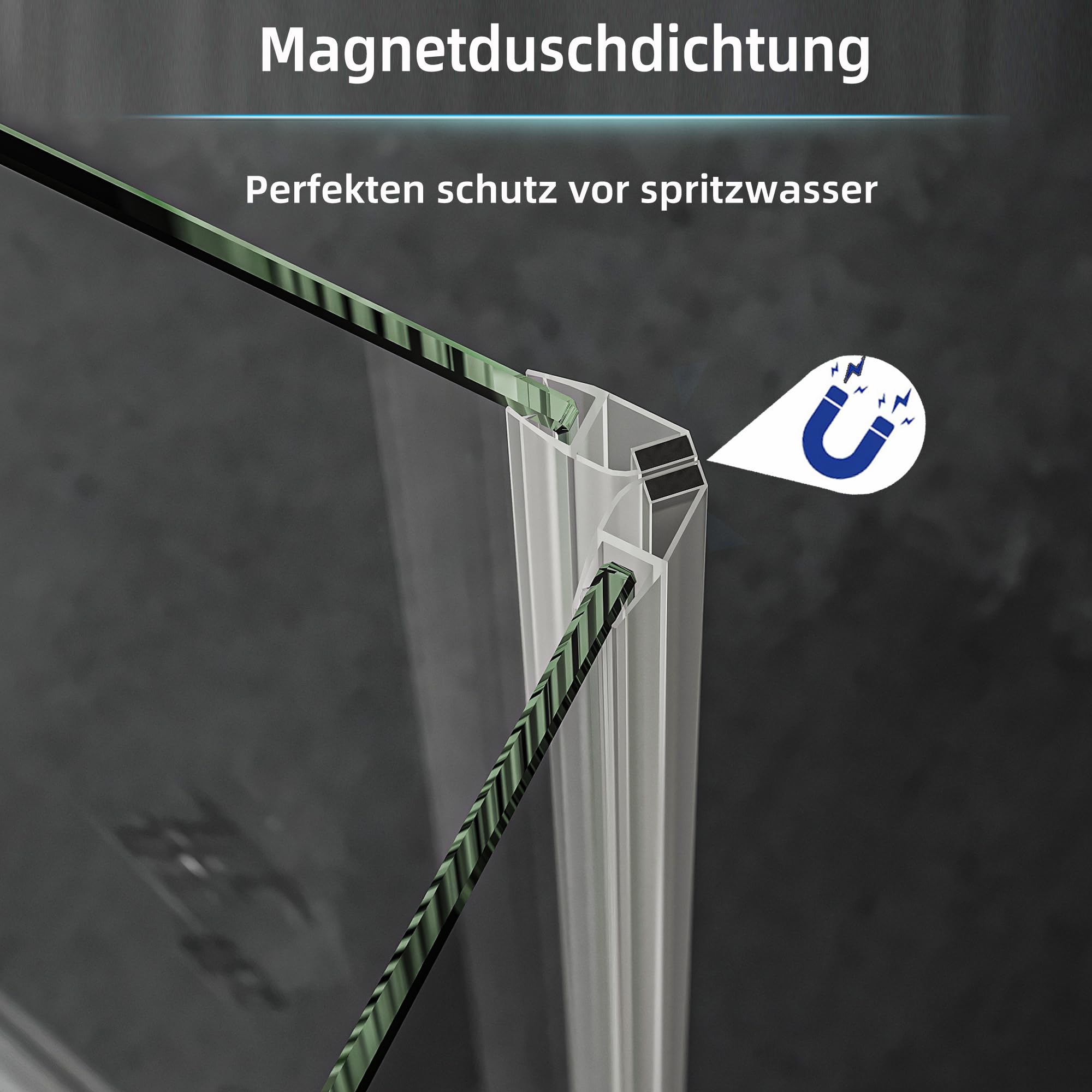 IMPTS Duschkabine 90x90 cm Eckeinstieg Duschabtrennung Duschtür mit Seitenwand, Pendeltür aus 6mm ESG Sicherheitsglas mit Nano-Beschichtung, Höhe 195 cm,OHNE Duschwand und Ablaufgarnitur