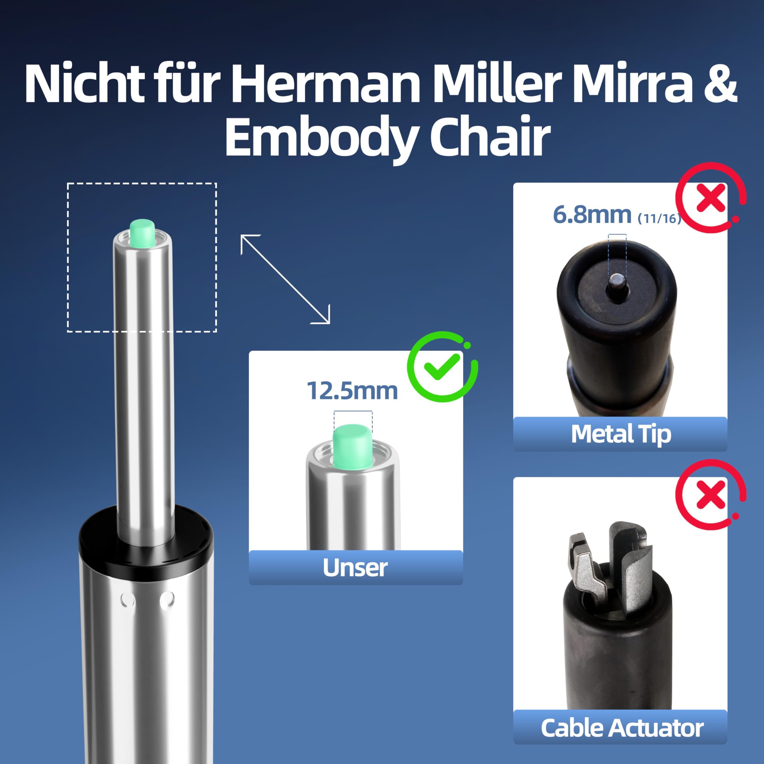 Ressort à gaz extra long - Longueur totale : 355 mm - 555 mm - Pour tabouret de bar, tabouret pivotant, hauteur réglable jusqu'à 450 kg, diamètre 50 mm (pas pour 1KEA et Topstar), TÜV, classe 4