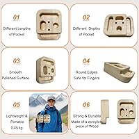 Vista 4 de Tabla de escalada en roca para entrenamiento de escalada como diapasón de escalada con jarras, pendientes y bordes, bolsillos como estación