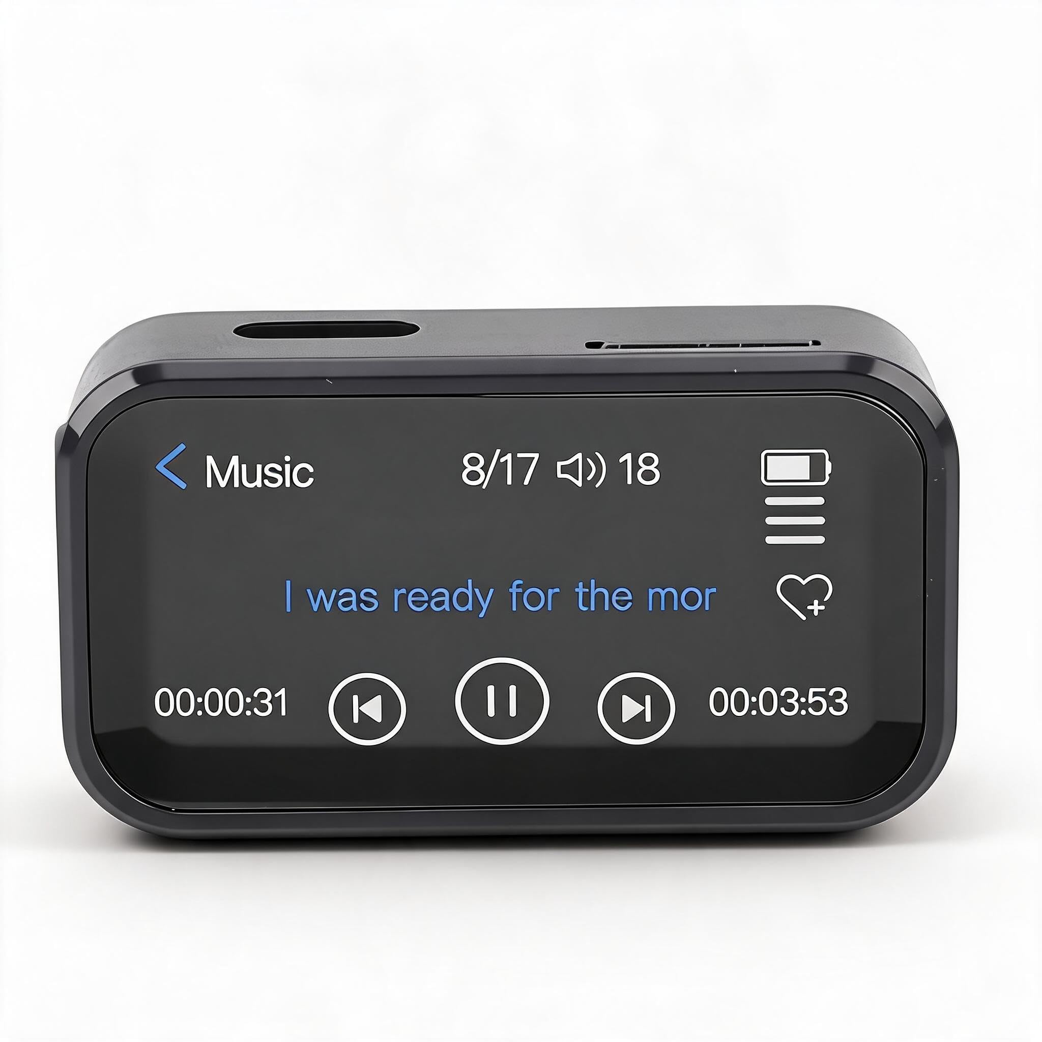 Annadue Player MP3 32 GB con BT 5.3, 1.47in Touchscreen Clip Music Player, Hifi Lossless Music, FM Radio e Registrazione, 700Mah. (Nero)