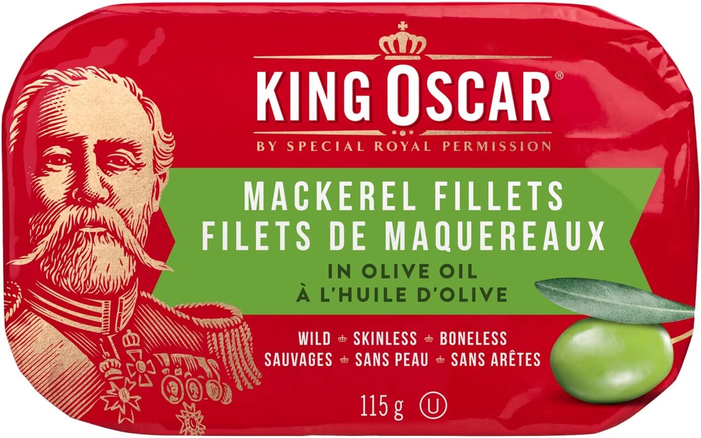 King Oscar, Skinless & Boneless Mackerel Fillets in Olive Oil, 115 Gram Cans (Pack of 12) - 2