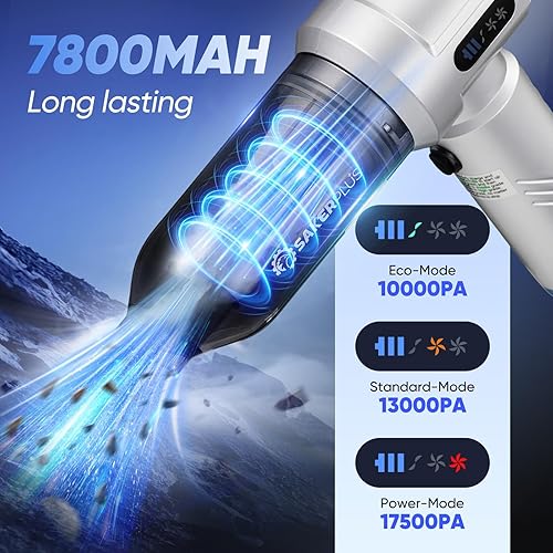 Miniatura 3 de Aspiradora de Coche Inalámbrica, Aspiradora Mini de 4 en 1 de Alta Potencia de 17500PA de Succión, Aspiradora de Mano Portátil, Aspiradora de Aire