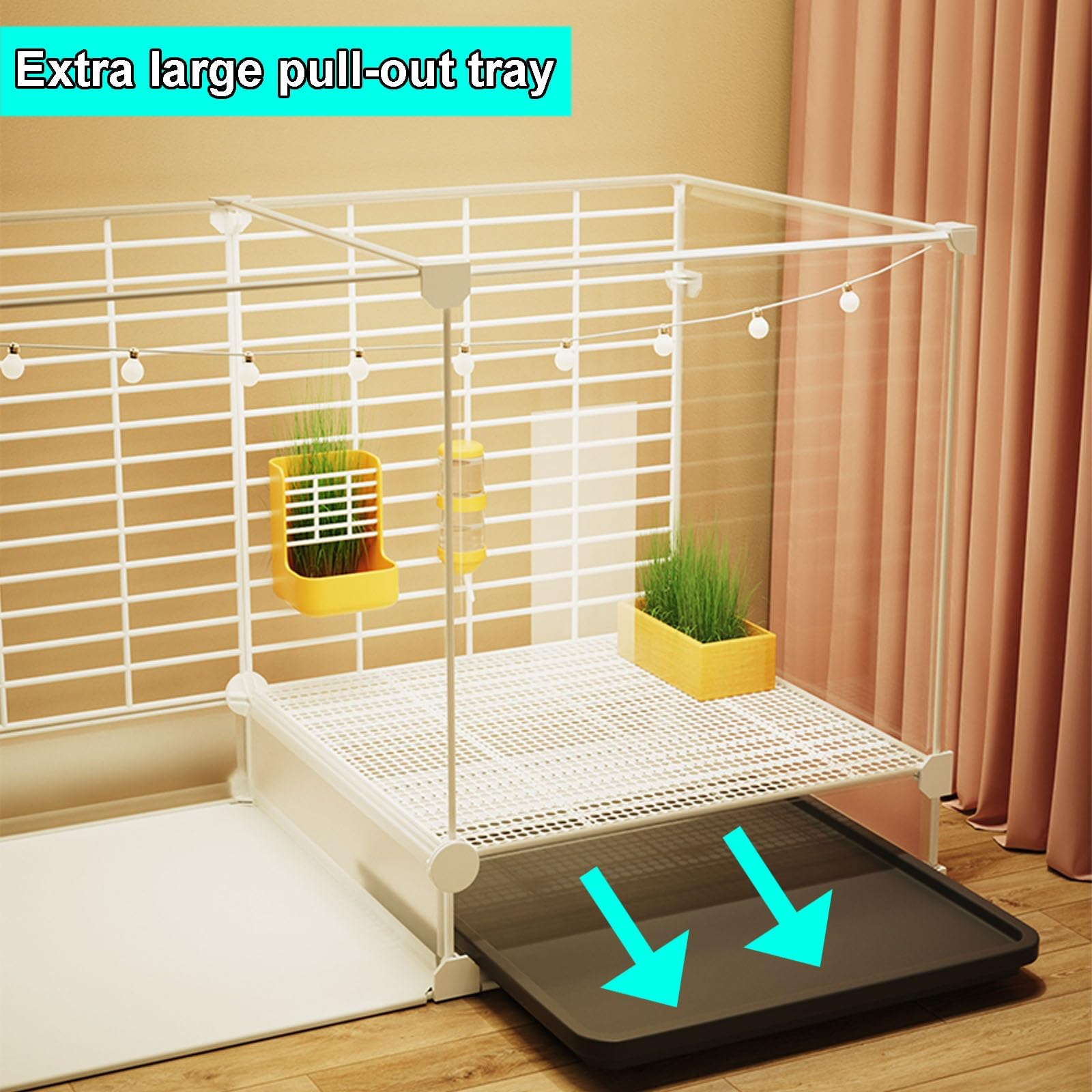 Jaula para Conejos, Jaula para Conejos Interior con Bandeja Extraíble Extra Grande, Panorámica Transparente para Conejos, Hurones, Chinchillas