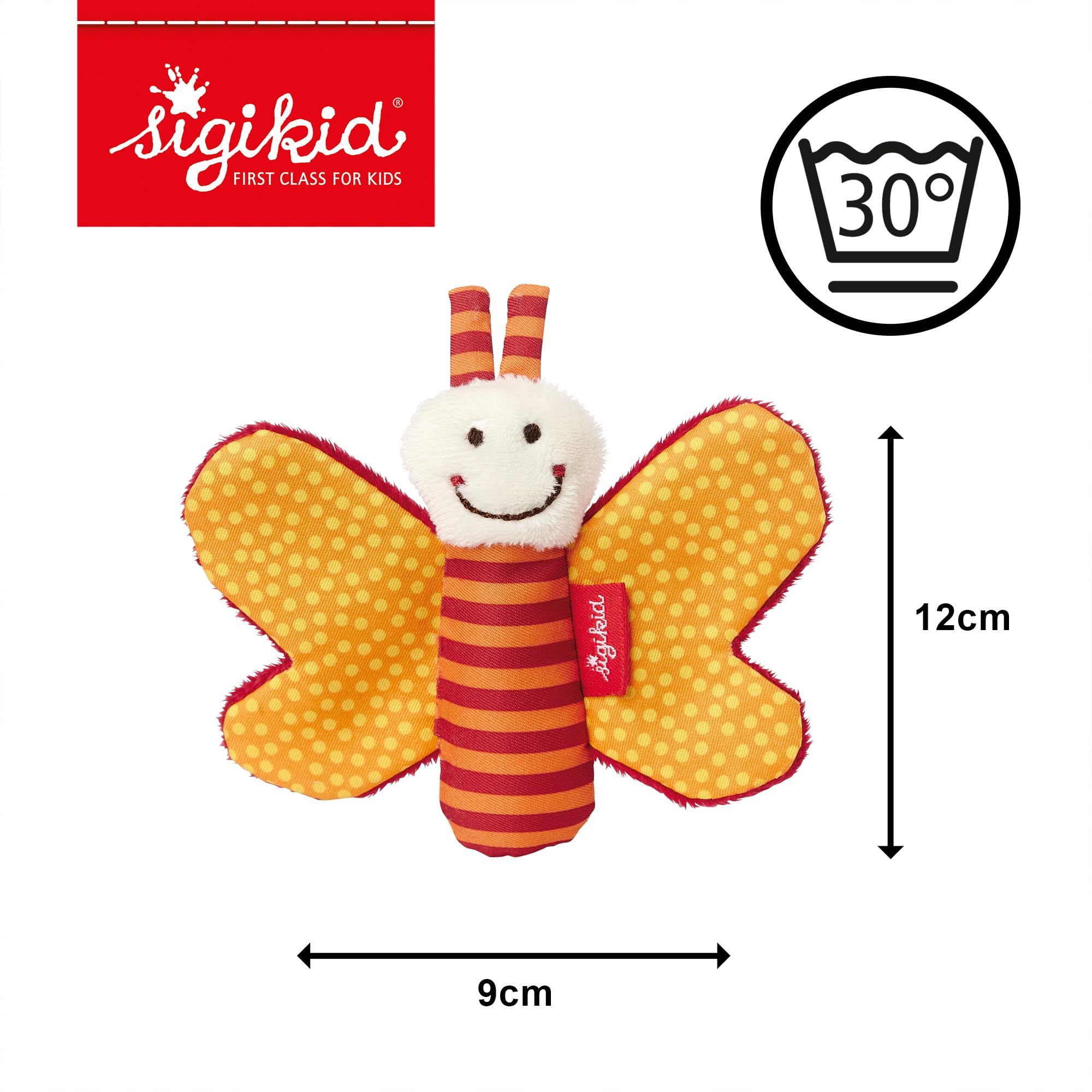SIGIKID 41181 Greifling Schmetterling Red Stars Mädchen und Jungen Babyspielzeug empfohlen ab Geburt orange - 5