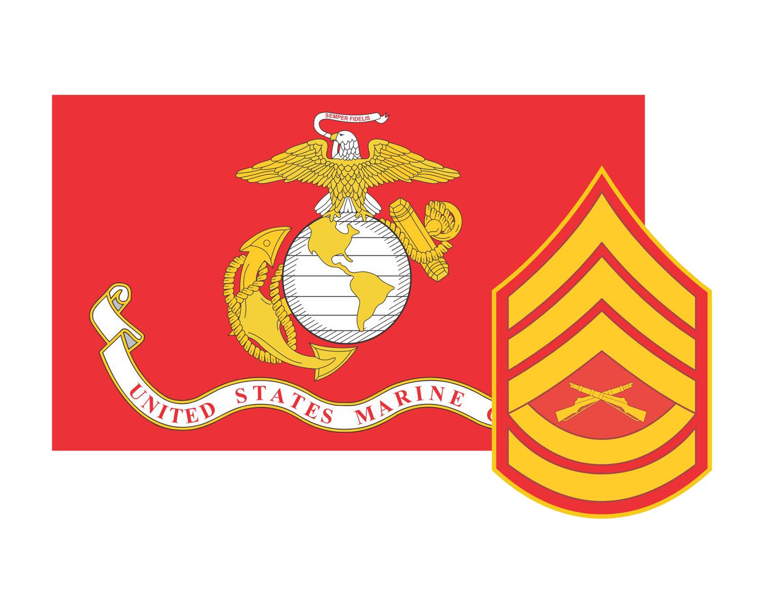 Buy Marine Corps USMC w/ GySgt Rank nery Sergeant Vinyl Decal Sticker