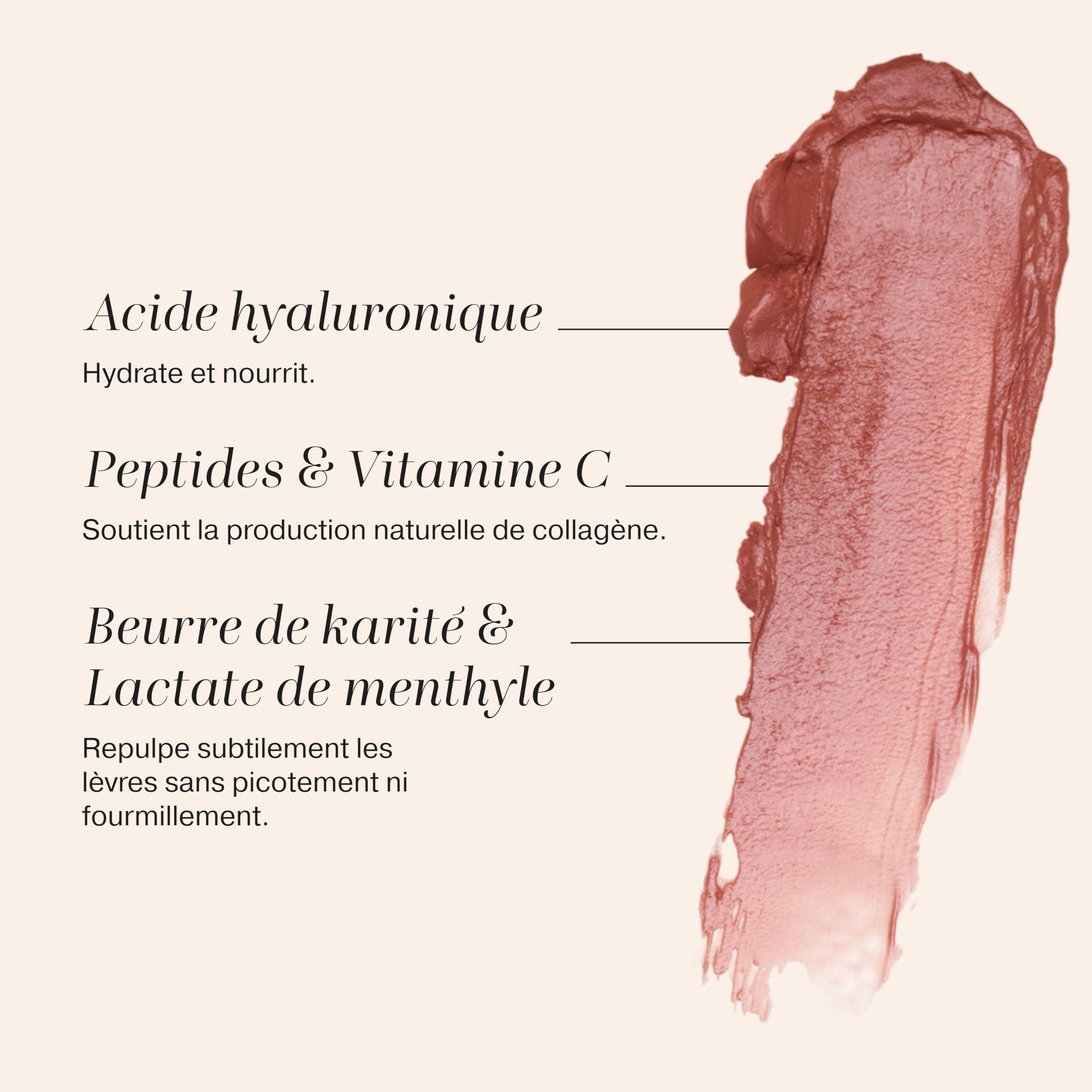 MERODA® Hydrating Lip Tint [PEACHY ROSE] - Encre à lèvres longue tenue pour des lèvres volumineuses & fini brillant - Teinte à lèvres rafraîchissante à l'acide hyaluronique, peptides & vitamine C