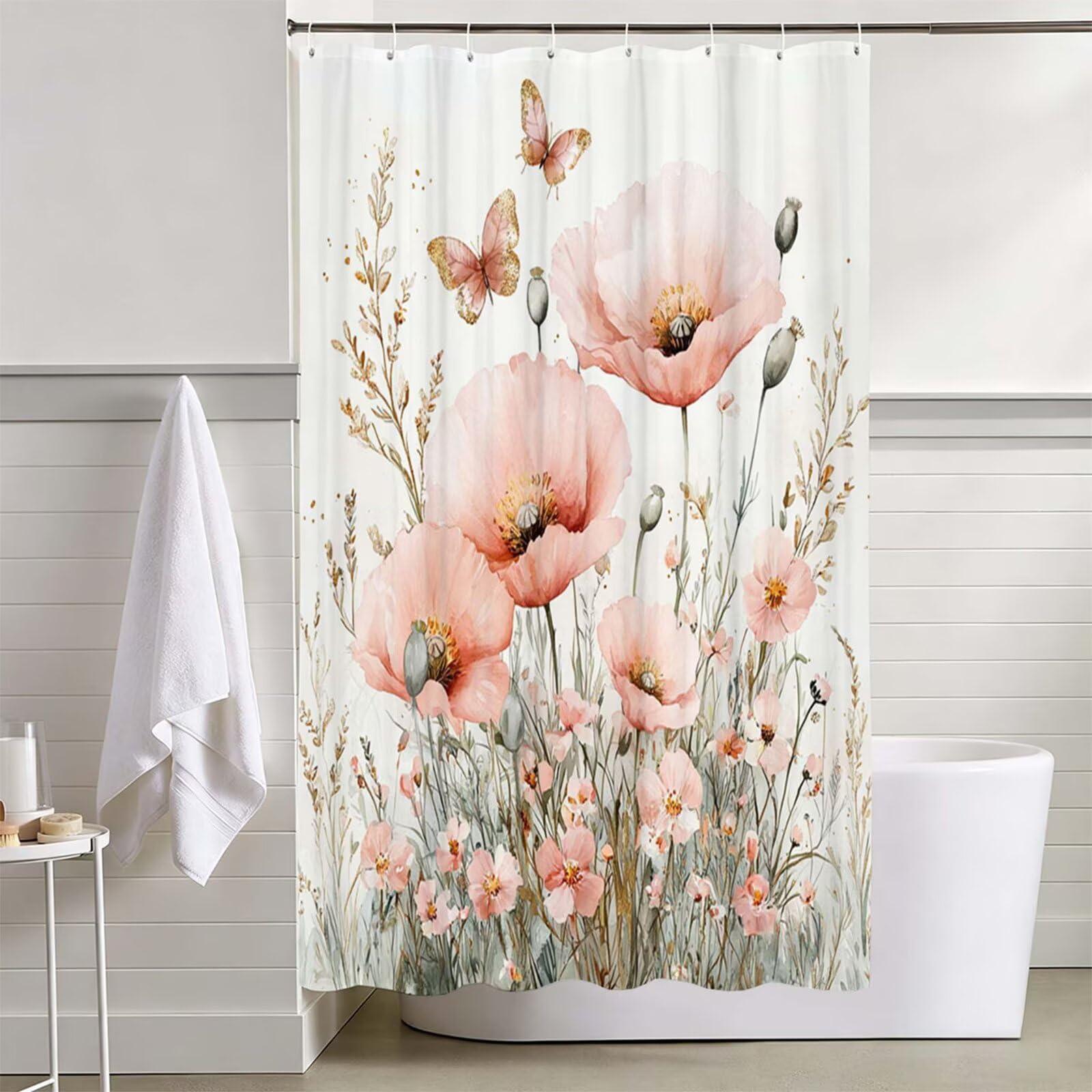 Rosa Duschvorhang, 200x200cm Duschvorhang Badewanne L-28