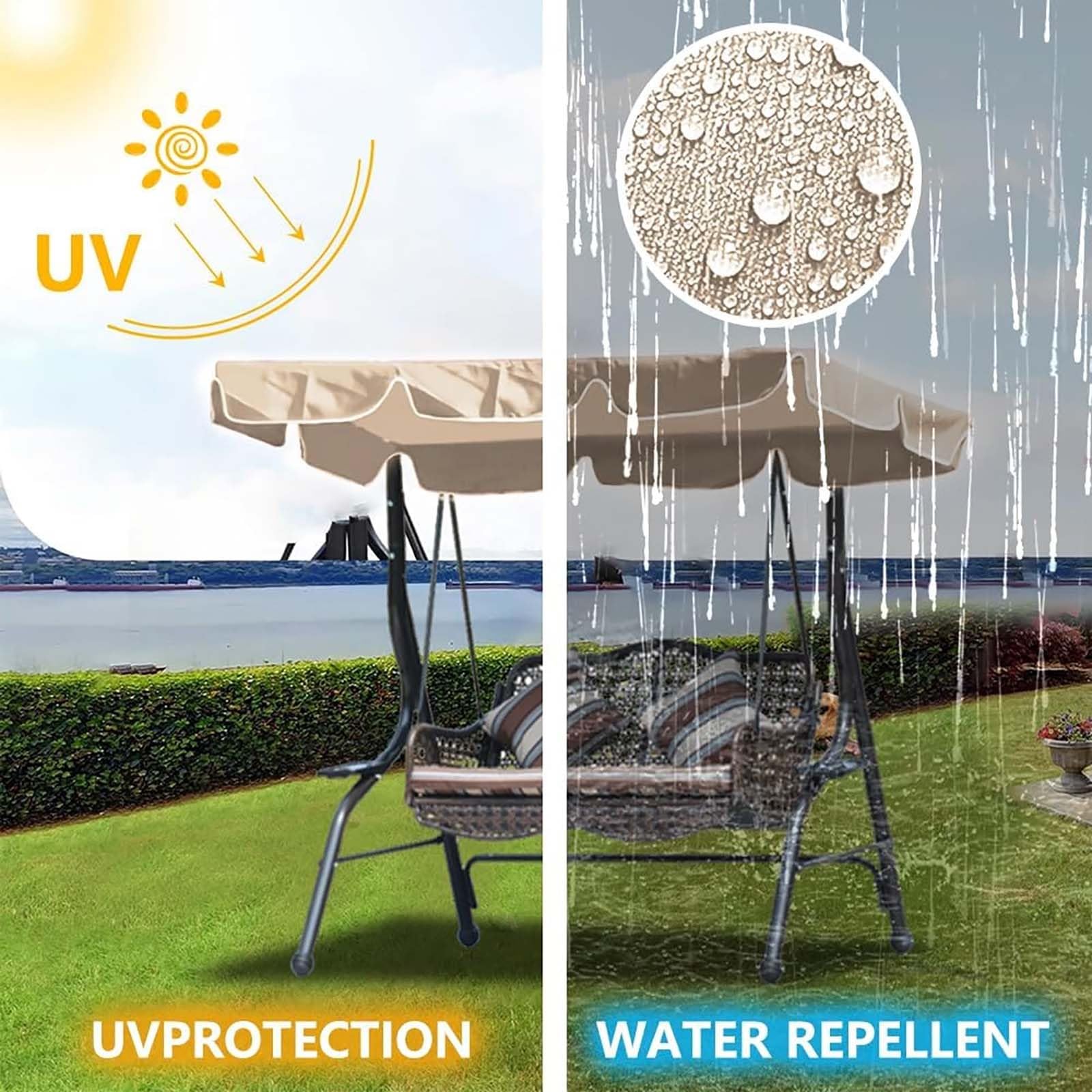 Copertura di ricambio per dondolo da patio, impermeabile, protezione dai raggi UV, copertura superiore per dondolo da giardino, patio, veranda, 3 posti, tenda anti-UV (blu, 190 x 120 cm)
