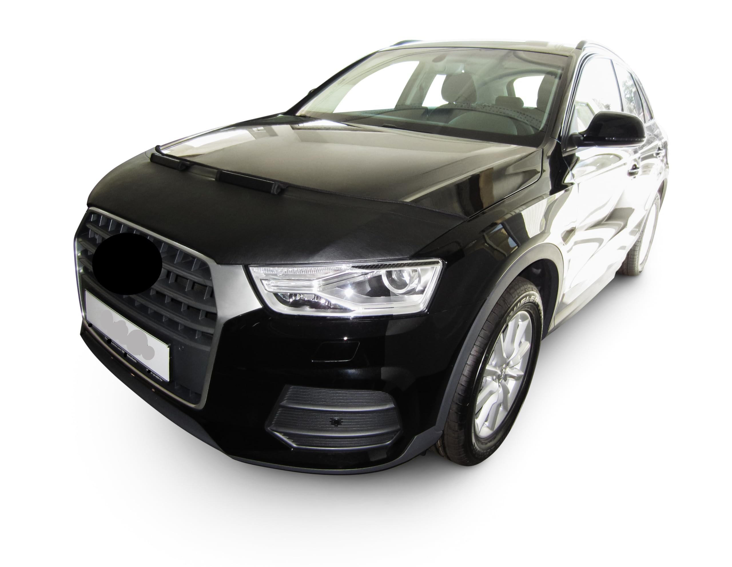 AB-00842c Carbon Fiber Look Hood Bra Compatible with Audi Q3 U8 2011-2018 Front End Nose Mask Bonnet Bra