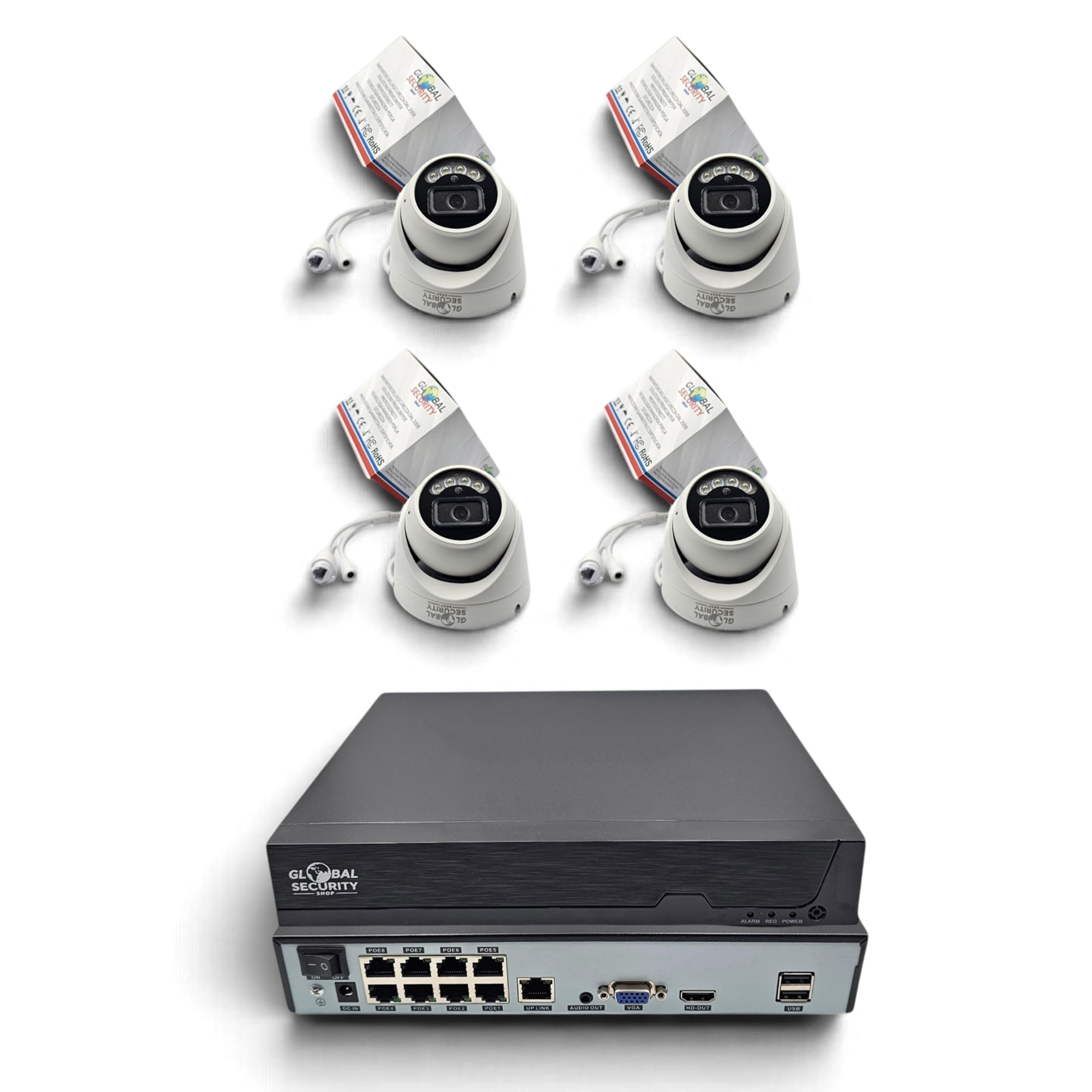 4-kanałowy zestaw do monitoringu IP PoE 5-megapikselowa kopuła GSS, NVR 4K Ultra HD, metalowe kamery wykrywania człowieka, inteligentne podwójne światło, aplikacja XMEye (bez dysku twardego)
