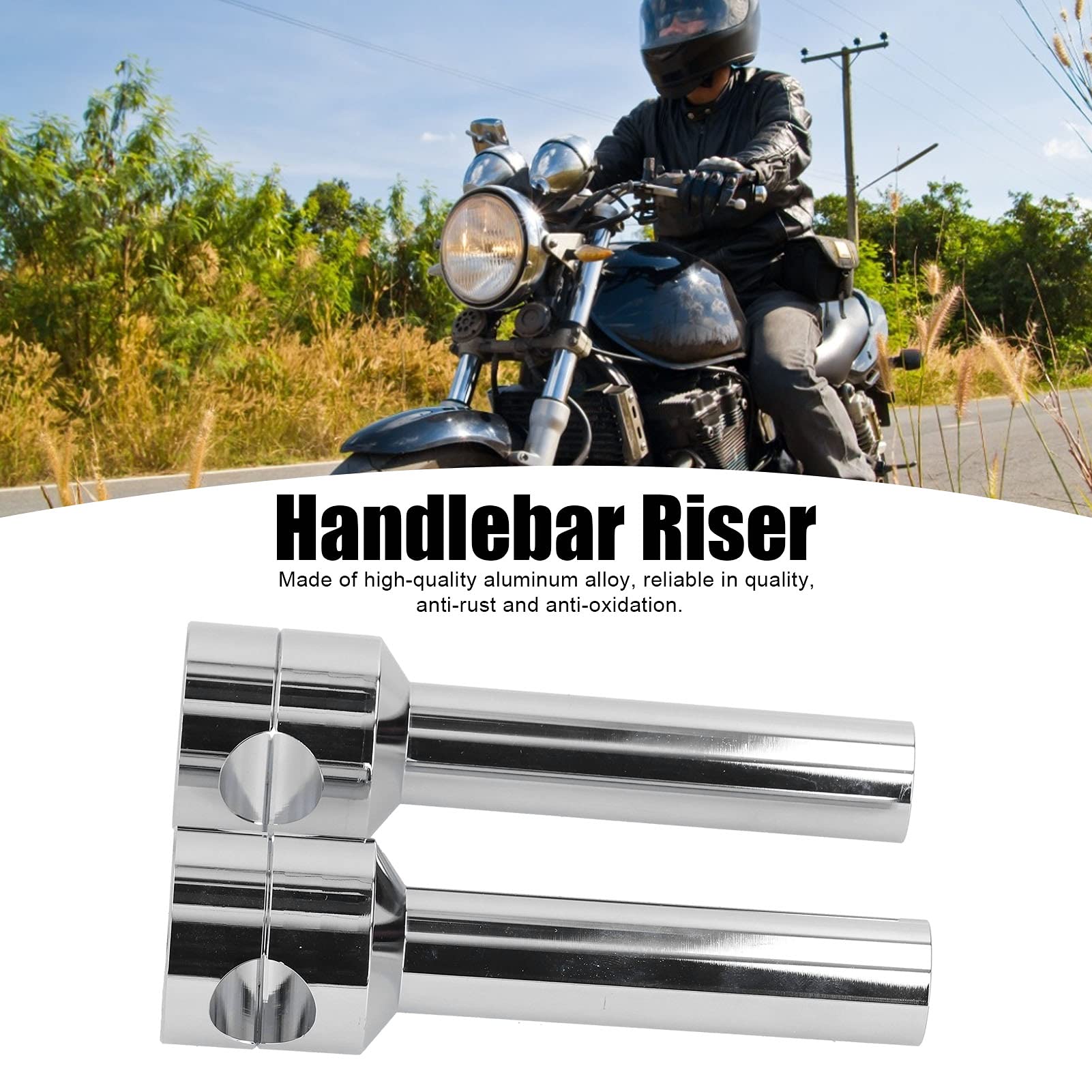 KIMISS Abrazaderas para Elevadores de Manillar de 25 Mm, Kit de Adaptador de Abrazadera de Montaje de Elevadores de Barra de Manillar de Aleación de Aluminio para Motocicleta (cromo)