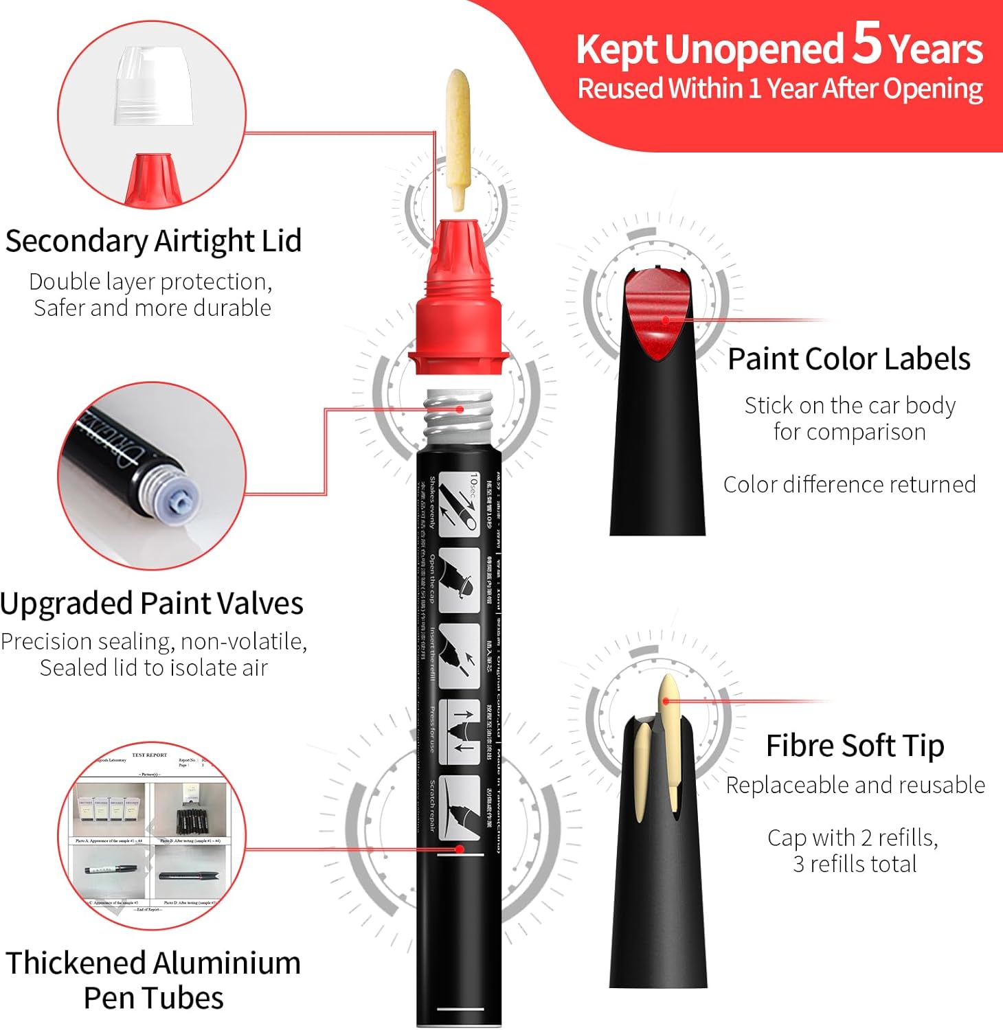 Carhoo 589/3589 Jupiter Red Compatible with Mercedes-Benz Exact Match Touch Up Paint Pen - 0.56 Fl Oz(16ml)