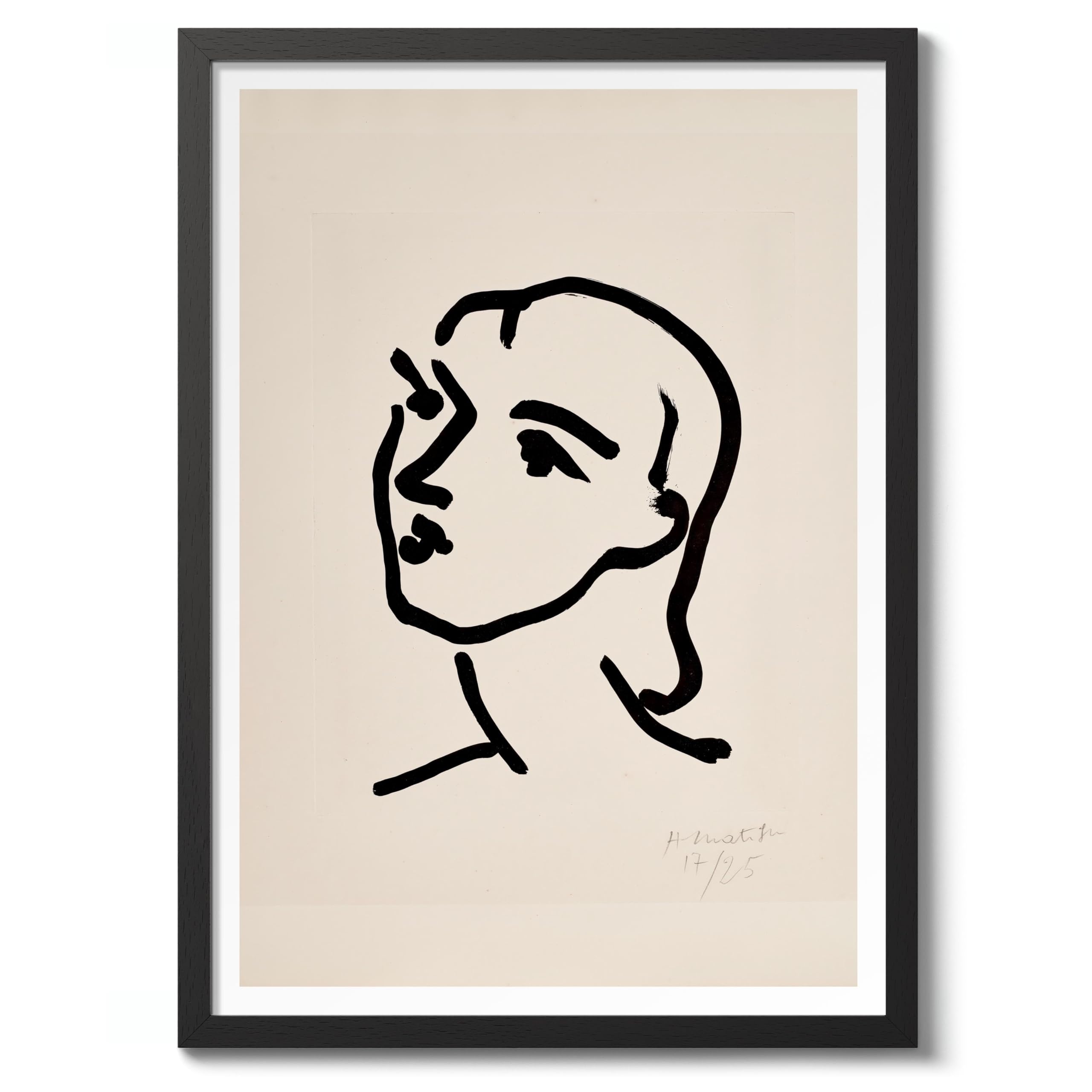 Nadia With Straight Hair Henri Matisse Poster. Classic Art Painting Print, Art Exhibition Neutral Wall Art, Modern Minimalist Home Decor Picture, Archival Matte, 50x70cm (Black Frame) - 50x70cm