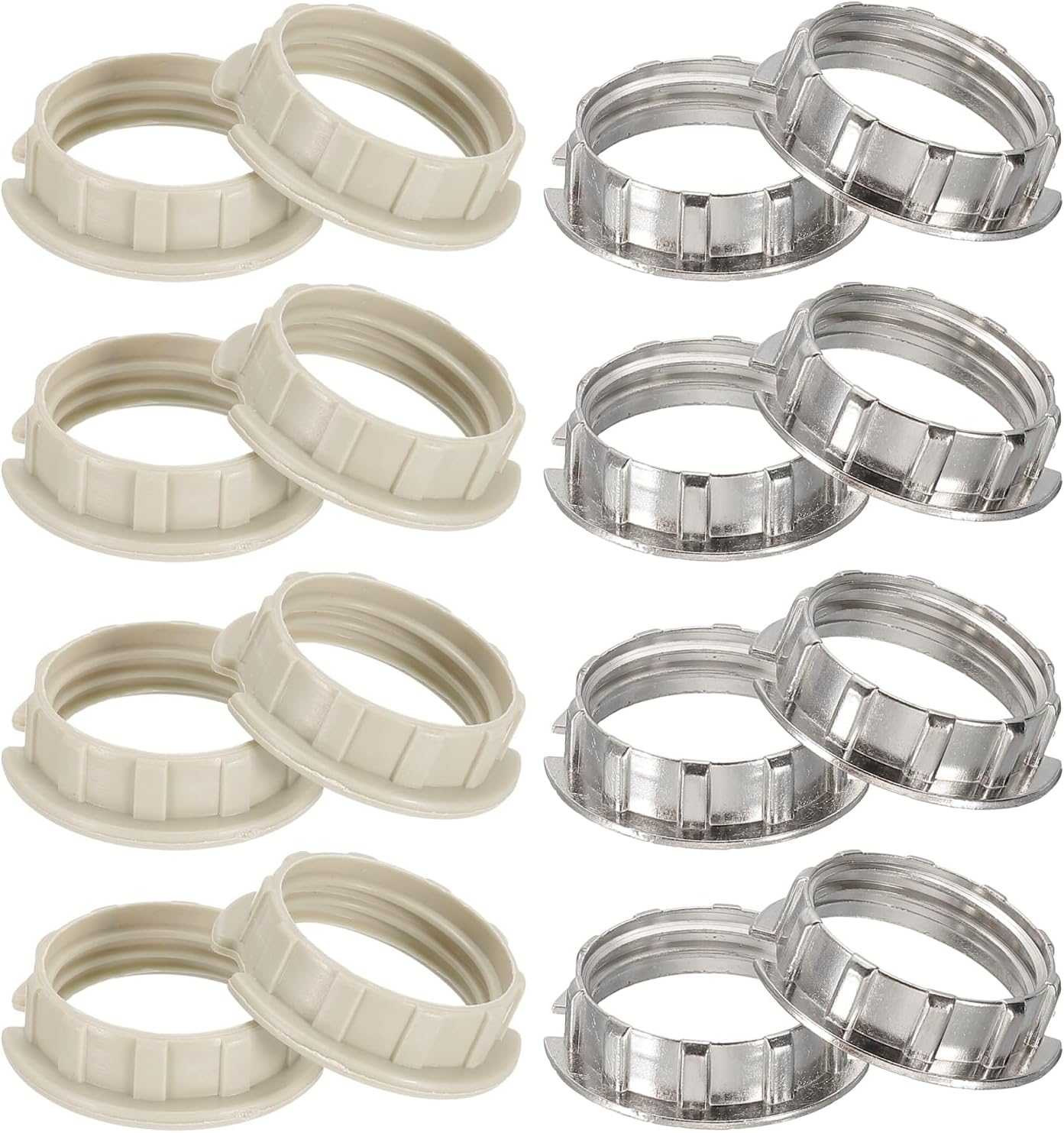 PATIKIL G9 Light Socket Rings, 16 Pcs Shade Holder Adapter Alloy Ring Converter Light Holder for G9 Ceramic Lamp Holder Socket, Silver Tone/White