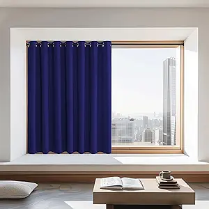 NICETOWN Navy Blackout Curtain for Boys Room, Grommet Privacy Window Treatment Thermal Insulated Room Darkening Sliding Glass Door Drape for Bedroom, 1 Panel, W100 x L72