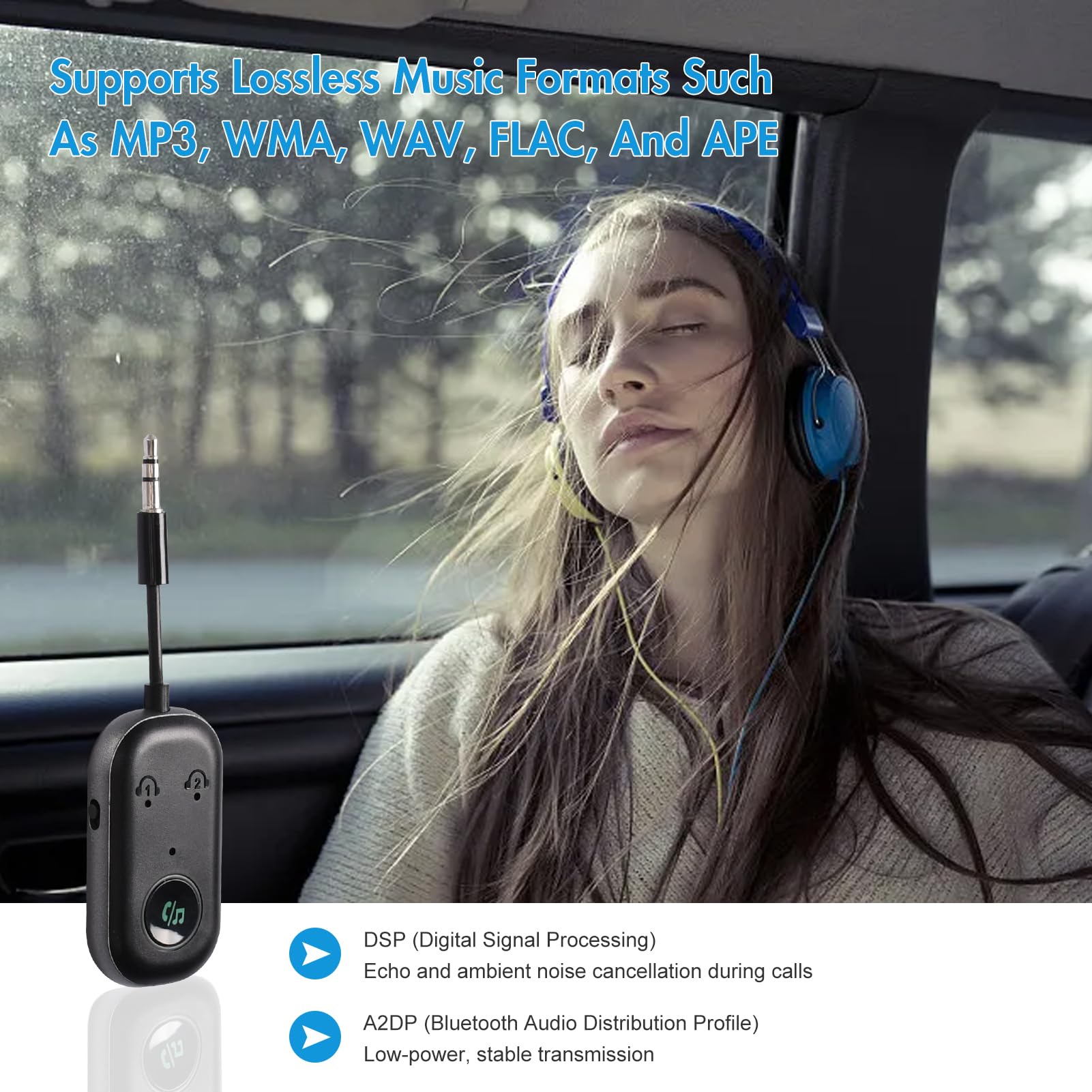 Bluetooth 5.3 Adattatore Trasmettitore, 2-in-1 Ricevitore Trasmettitore Bluetooth, 3.5mm AUX Jack Trasmettitore per Tv,Aereo,Laptop,Auto,AirPods,Telefono Mobile,Car Audio Systems,Tablet