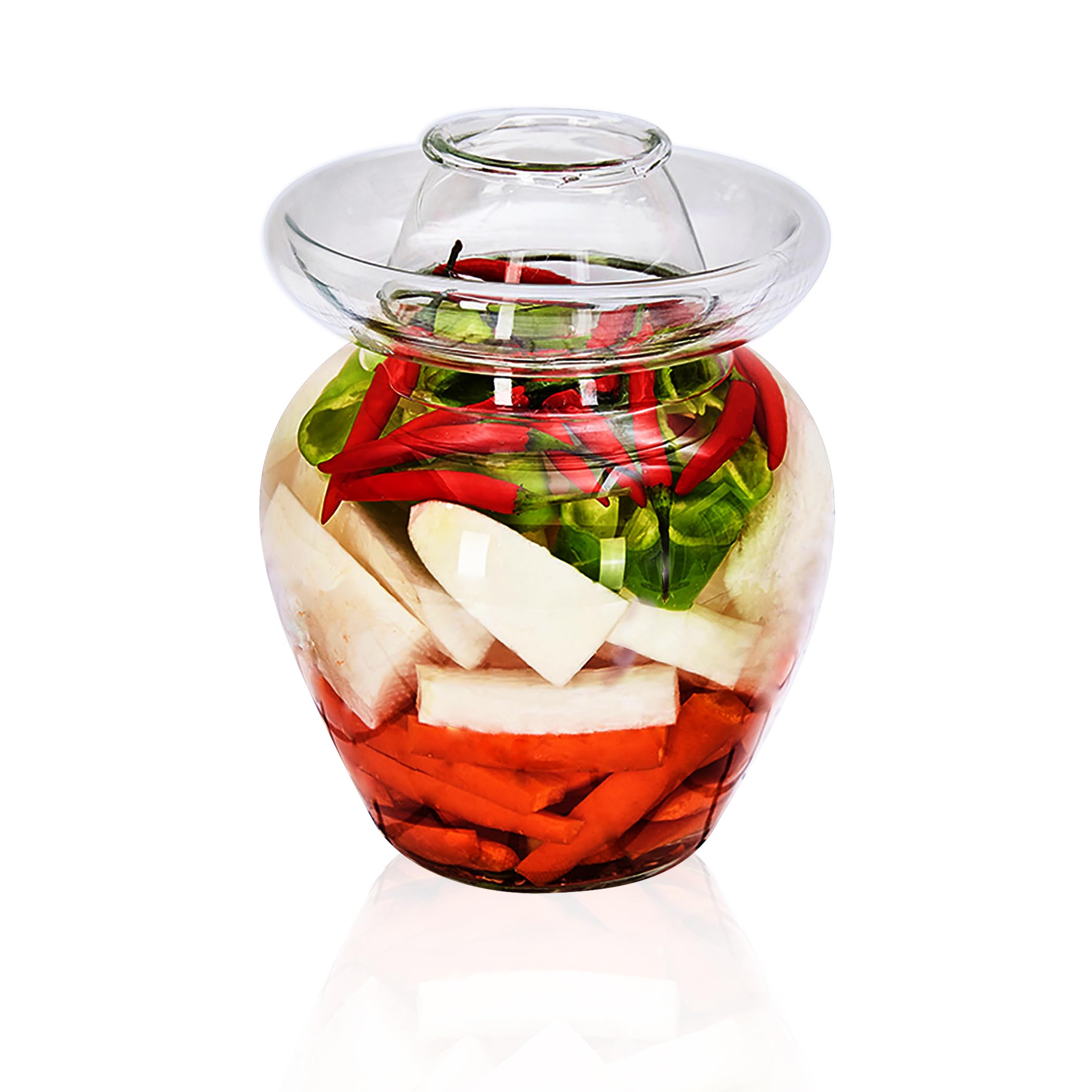 YuLiMirich Kimchi Fermenteerglas, 2 liter, met luchtluis, fermentering