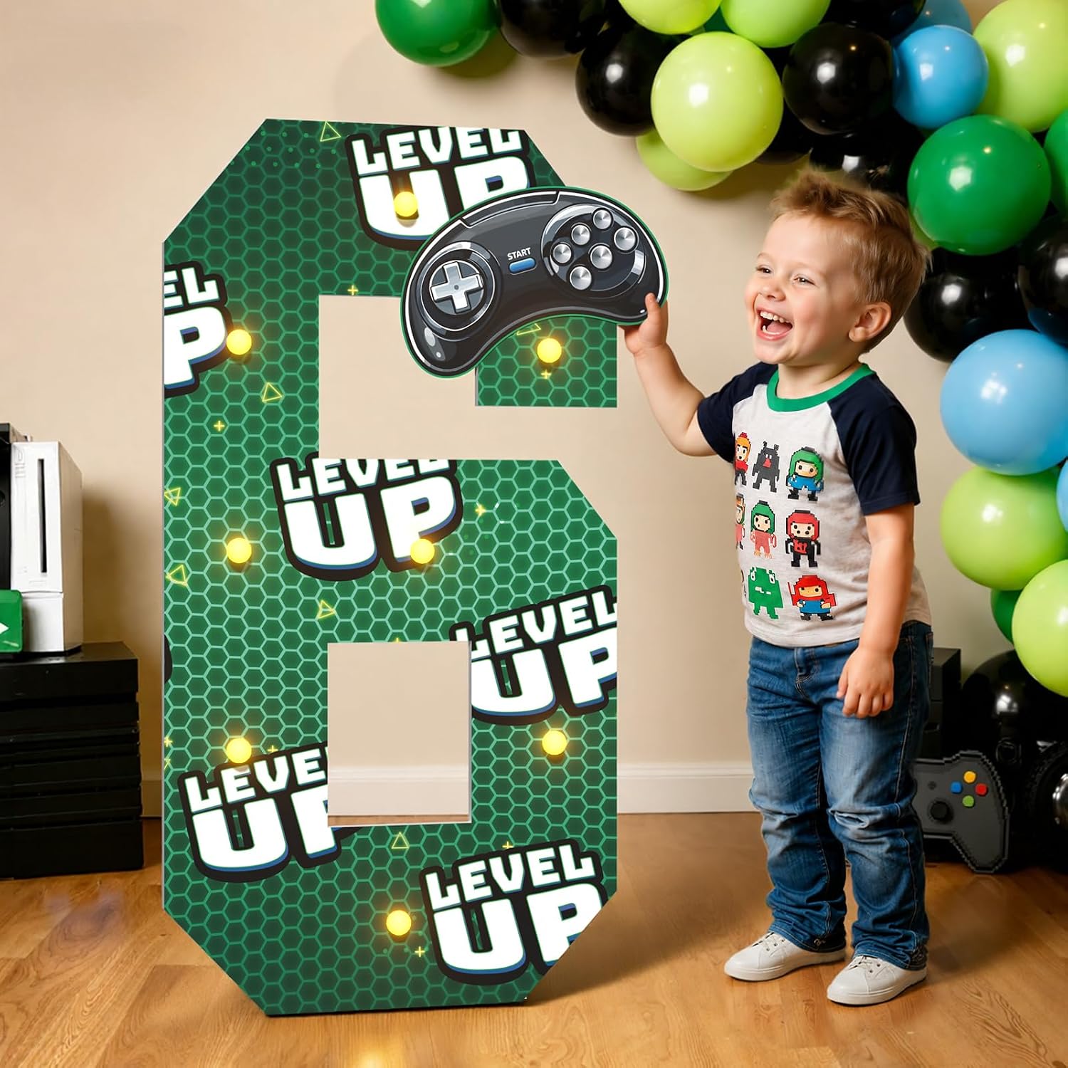 Mixifox Video Game Birthday Decorations, Level Up Party Decor Numbers 6