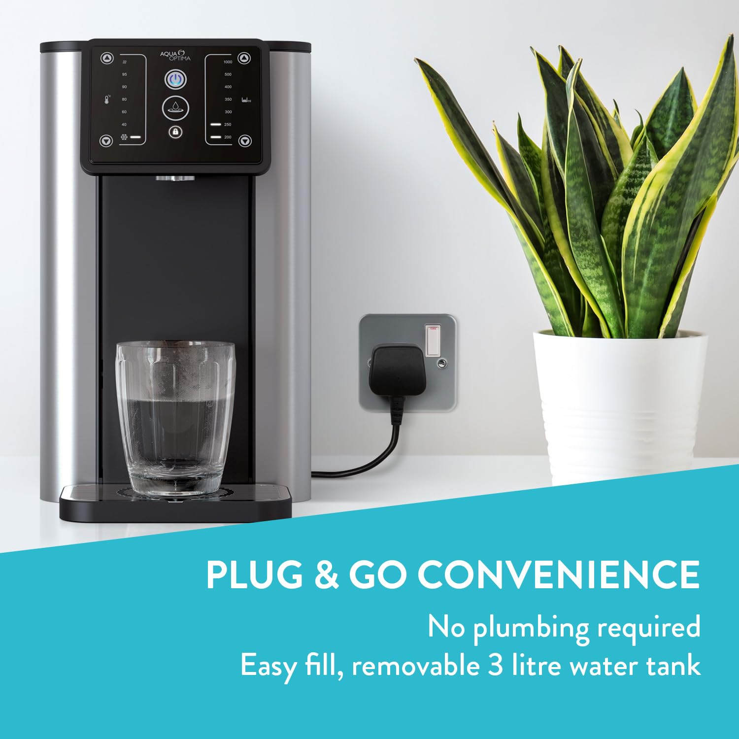 Aqua Optima Aurora, Distributeur d'eau Chaude et Froide Instantanée, Capacité de 3,8 L, Alternative Écologique aux Bouilloires, avec Filtre à Eau pour Réduire les Impuretés de l'eau AUR001