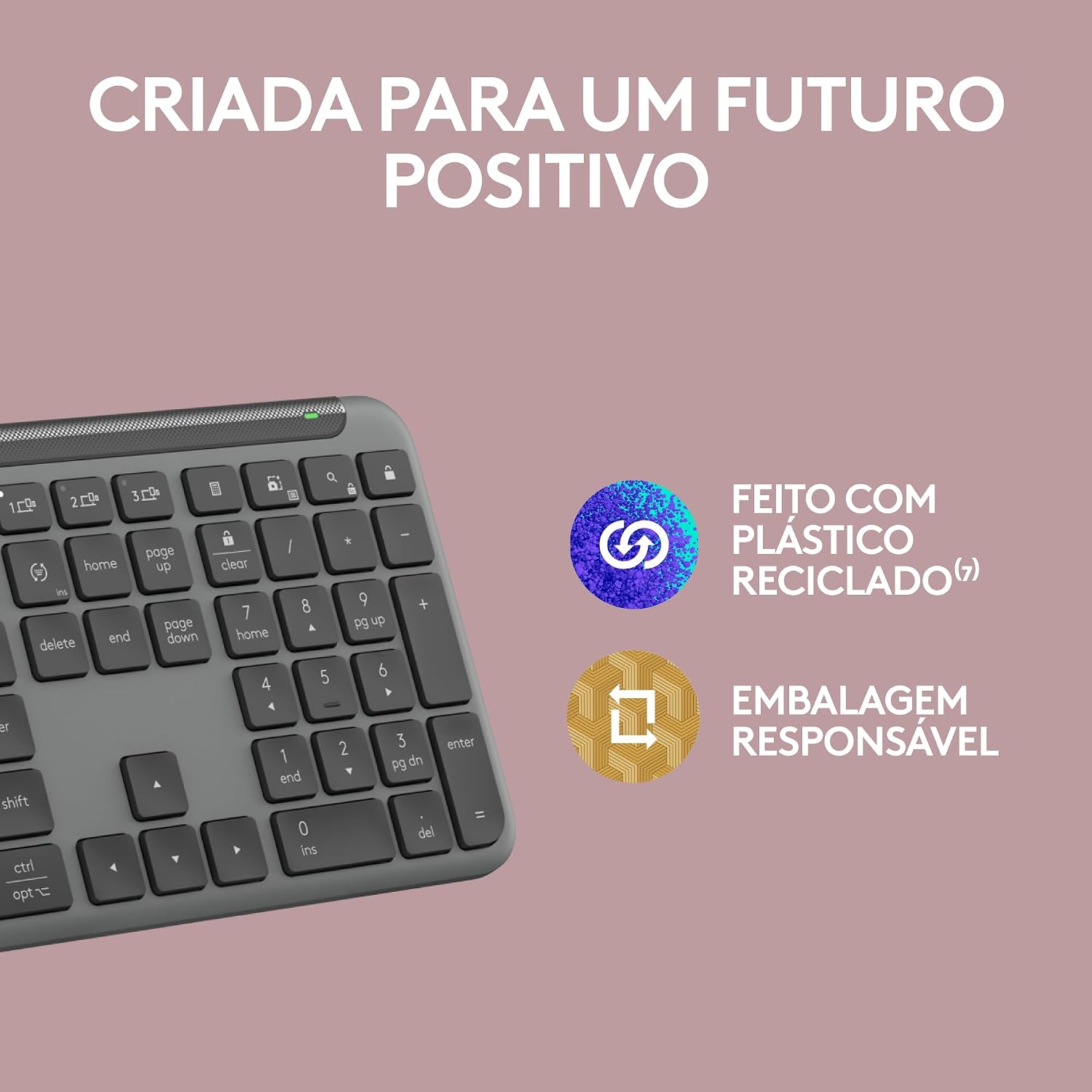 Teclado sem fio Logitech Signature Slim K950 Com Easy-Switch para até 3 dispositivos, Digitação Silenciosa, Conexão Bluetooth ou Receptor USB Logi Bolt Incluso e Layout US INTL - Grafite