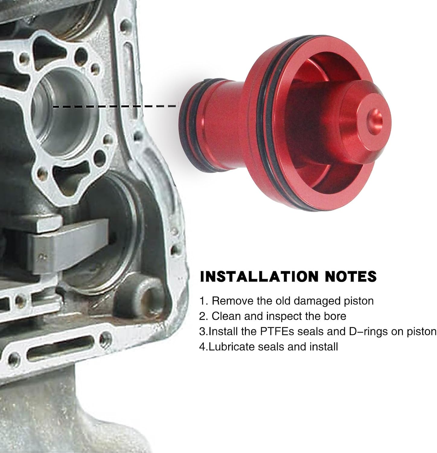 Billet Accumulator Piston Kit 22841-04K Compatible with Chrysler 42RE 46RE 47RE 48RE 36RH 37RH 42RH 46RH 47RH A727 A518 A618 A904 Transmission, Anodized Aluminum Dual Seal Design - Red