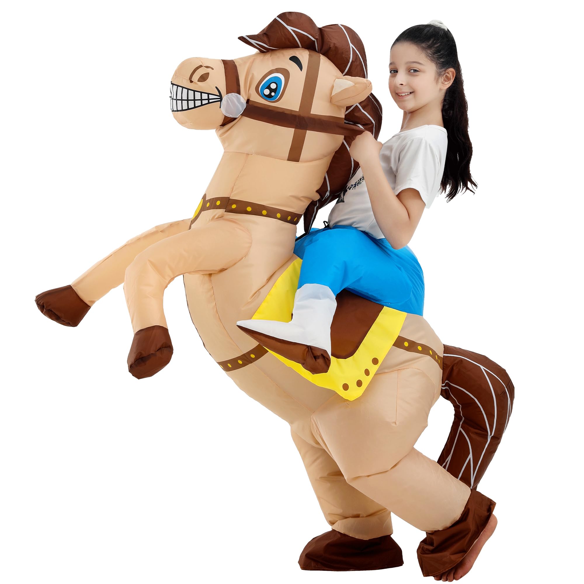JOYBRO Inflatable Horse Costume for Kids Funny Cowboy Ride on Horse Suit