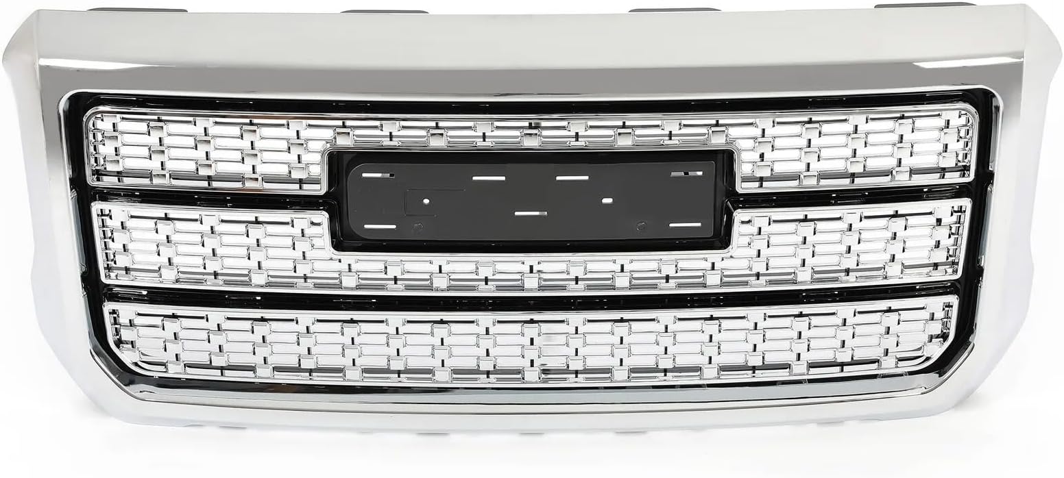 Suitable for Front Bumper Grille for 2015-2019 GMC Sierra 2500HD & 3500HD - Replacement for 84542600 Bumper Guard Grill, Chrome Silver ABS Plastic, No Emblem