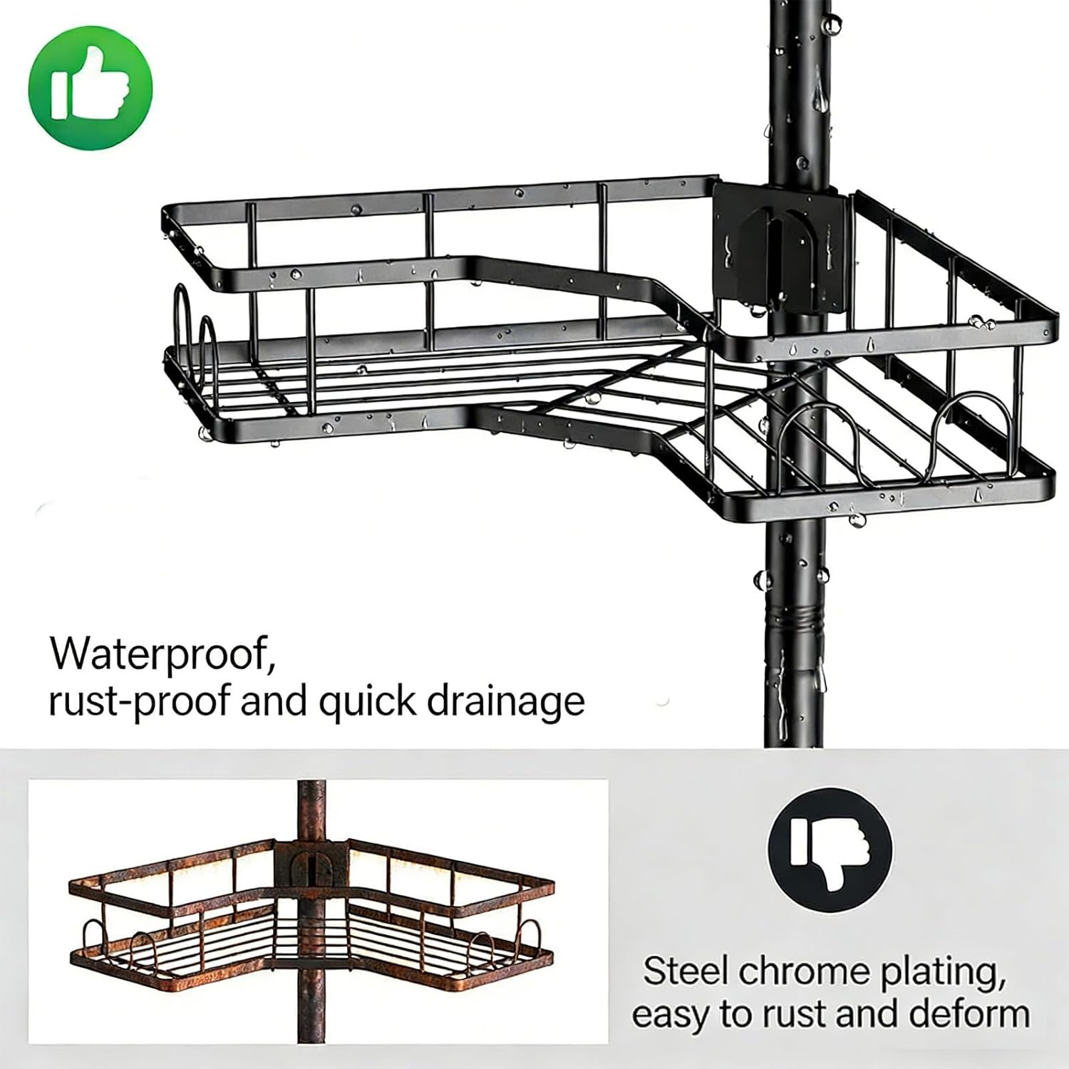 Multiple Layer Bathroom Organizers Rack Featuring Adjustable Hook and Drain Holes for Efficient Sponge Storage Bathroom Shelf