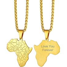 Richsteel Stainless Steel Africa Map Pendant Necklace