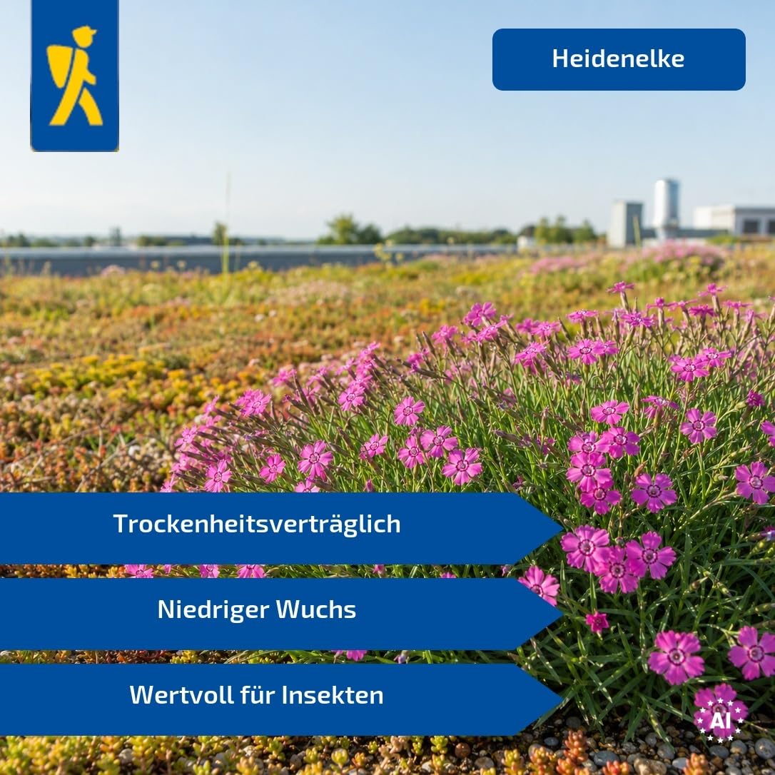 Kiepenkerl Dachbegrünung Kräutermix 801912 - Trockenheitsverträgliche Grasarten und Pflegeleichte Kräuter - Grassamen, Saatgut, Mehrjährig