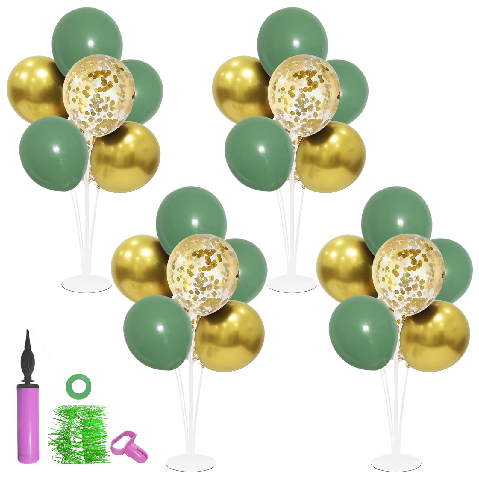 ZJDHPTY 4Set Green and Gold Balloon Stand Table Centerpieces Party Decor