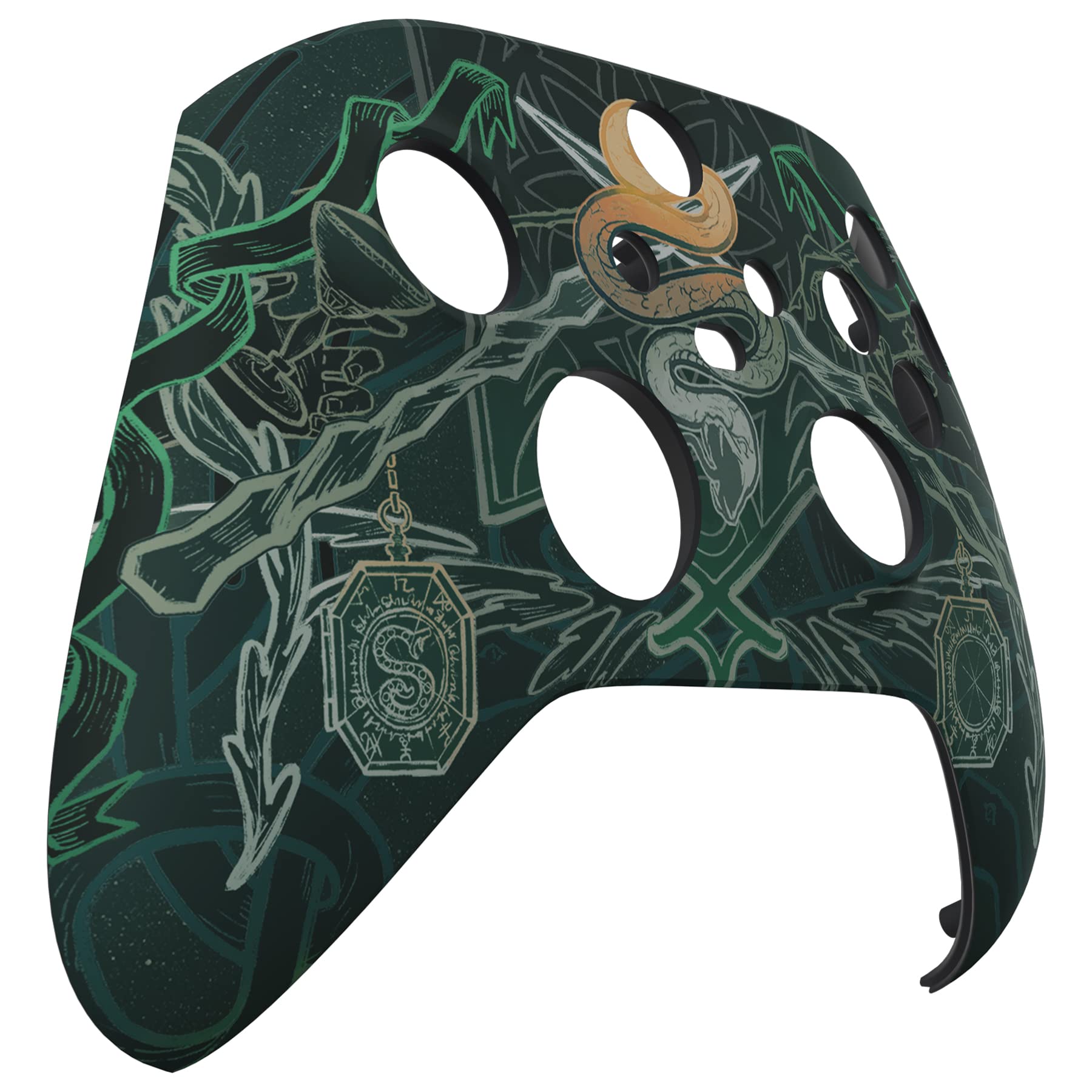 eXtremeRate Custodia Cover per Xbox Series X S Controller Joystick,Scocca Copertura Frontale Shell Ricambio per Xbox Core Controller Wireless Model 1914-Totem Serpente - 5