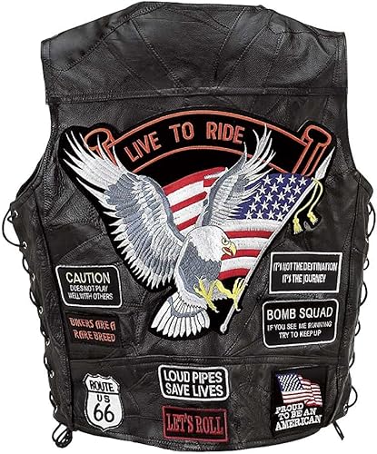 Miniatura 2 de Chaleco de cuero con parches bordados Diamond Plate